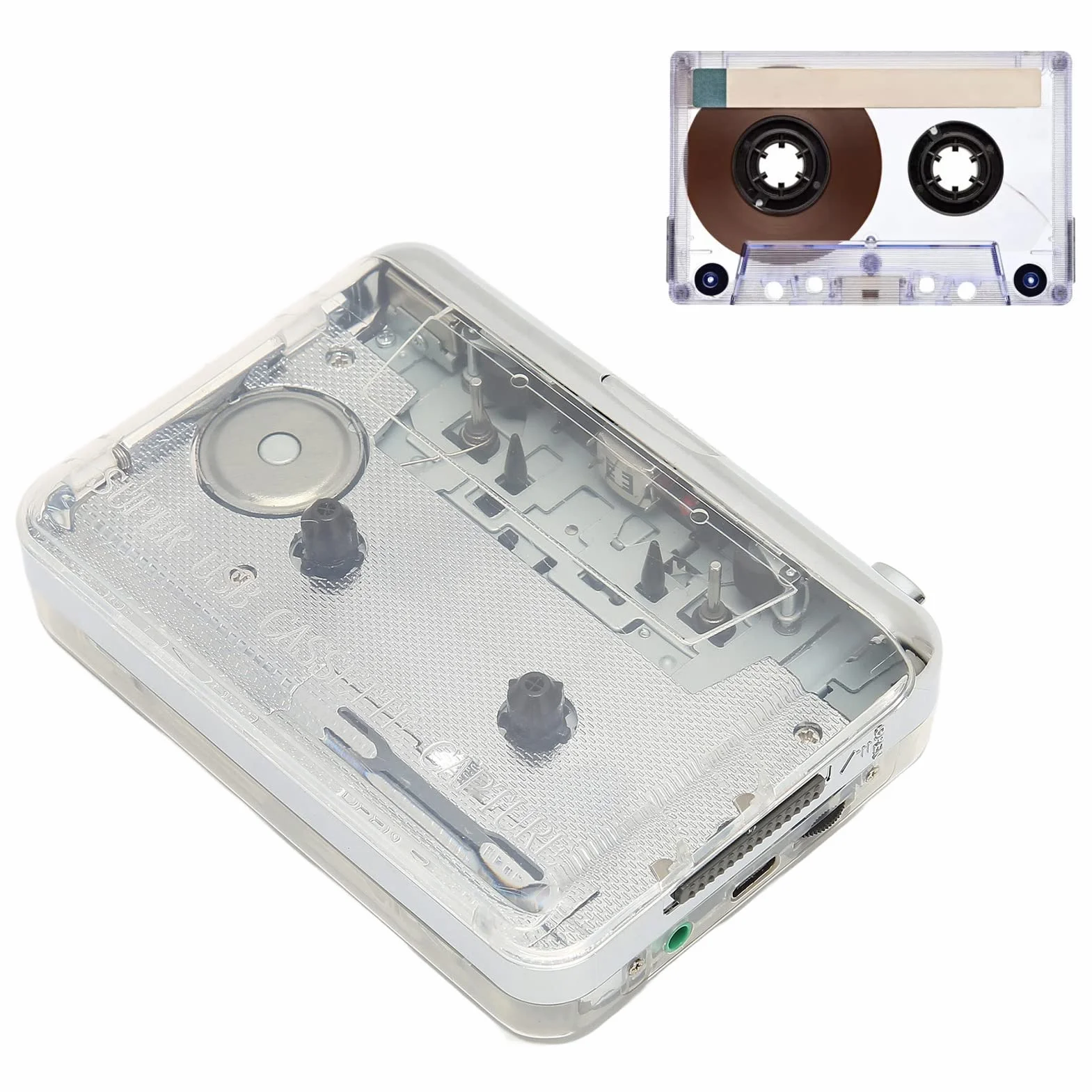 Topiky Lettore di Cassette, Convertitore da Cassetta USB a MP3 Portatile Lettore Musicale da Nastro a Lettore MP3, con Jack per Cuffie da 3,5 Mm, Compatibile per PC OS X