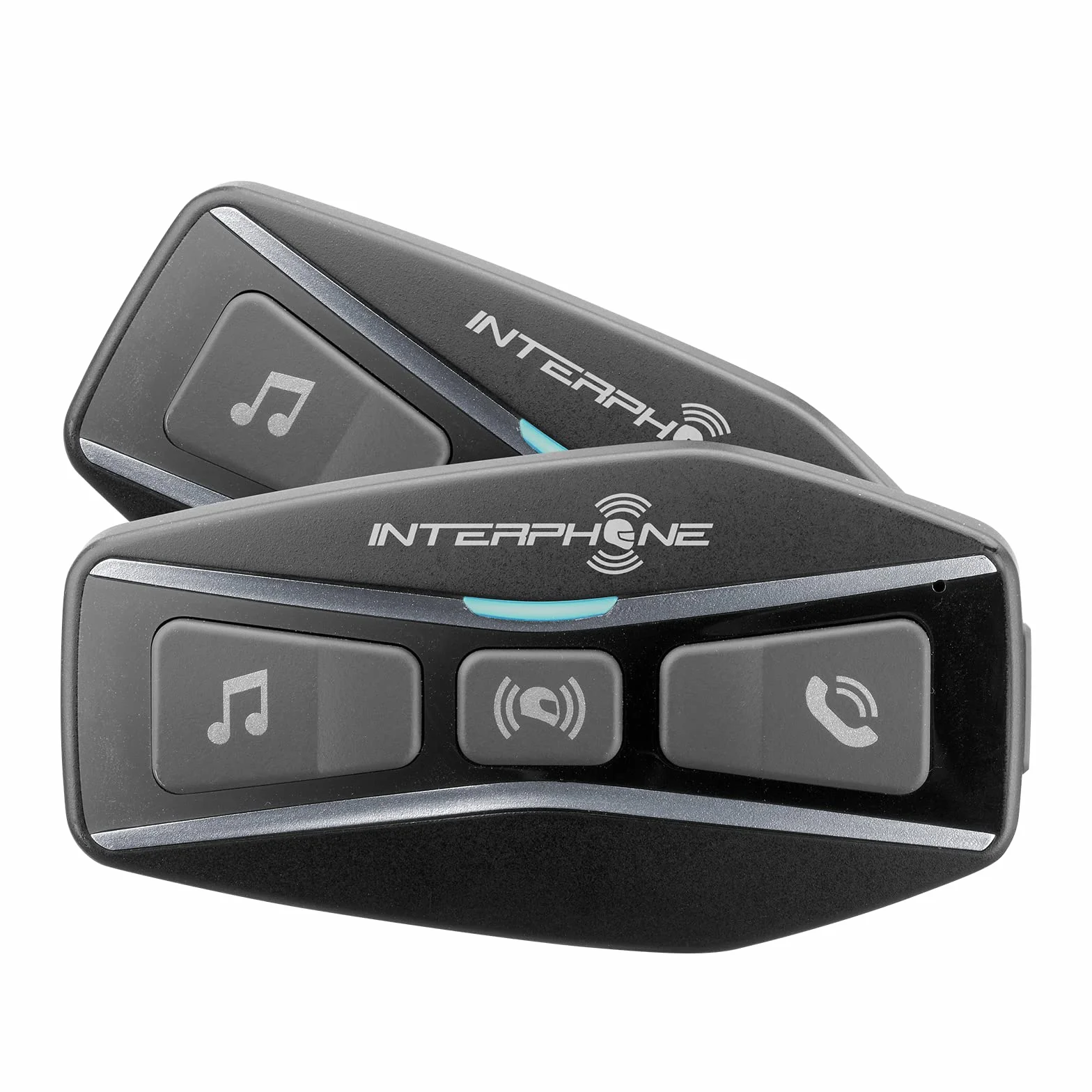 INTERPHONE UCOM4TP - Doppio - Interfono Bluetooth 5.0 da Casco per Moto, Uso Gruppo Piloti 4, Distanza 1 Km, Autonomia Fino a 15 Ore, Mp3, GPS, Impermeabile IP67, per Tutti i Caschi