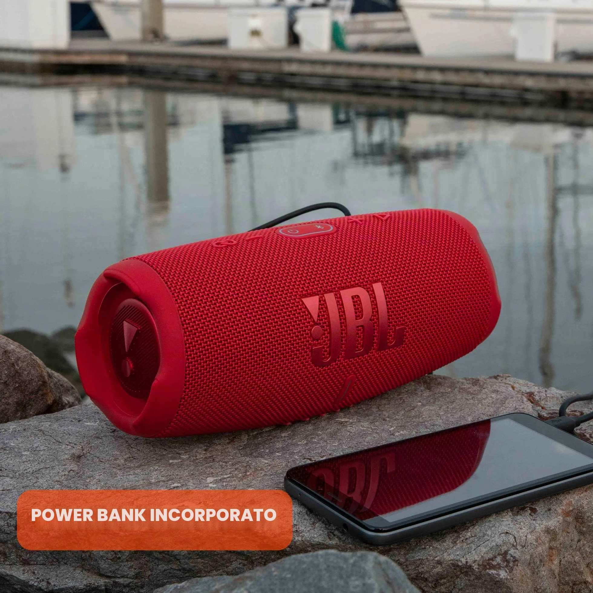 JBL Charge 5 - Altoparlante Bluetooth portatile impermeabile IP67, carica USB e uscita - Nero