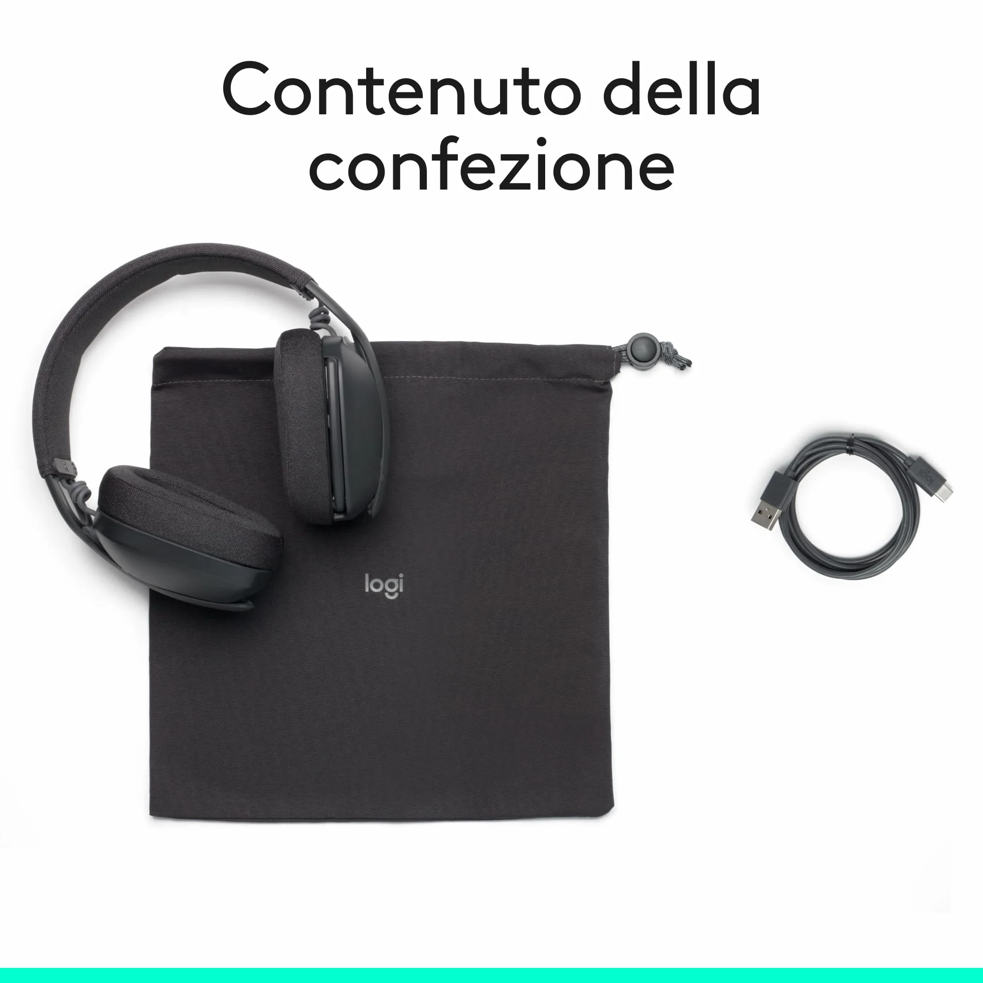 Logitech Zone Vibe 100 Cuffie Wireless Over-Ear Leggere con Microfono con Eliminazione del Rumore, Auricolare Bluetooth Multipoint, Compatibile con Teams, Google Meet, Zoom, Mac/PC - Grigio