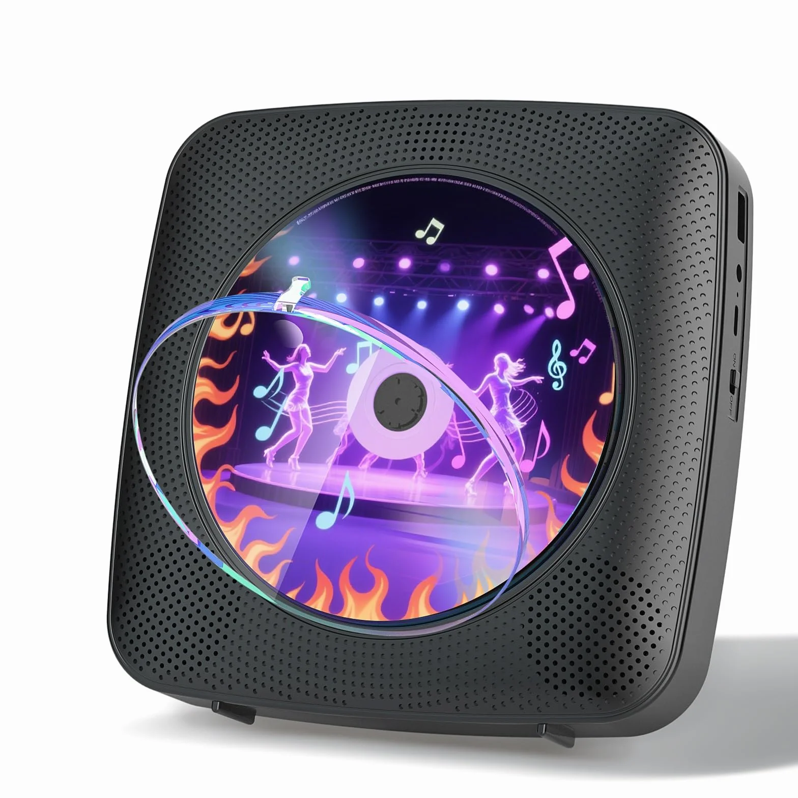Gueray Lettore CD portatile Hifi Bluetooth con altoparlanti batteria ricaricabile 1800 mAh telecomando radio FM USB AUX Nero