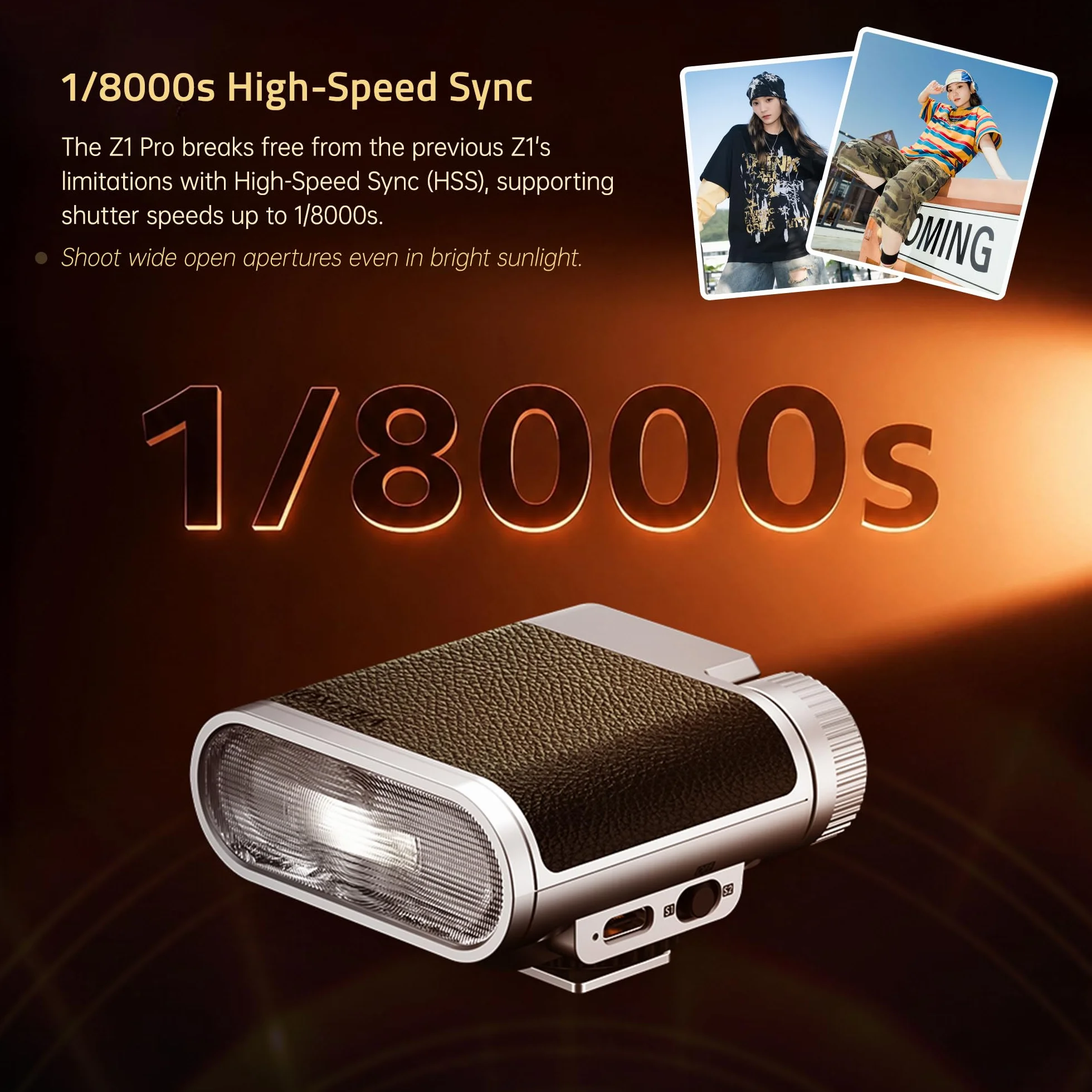 VILTROX Vintage Z1 Pro TTL Retro On-Camera Flash con Touch Display, 24Ws 1s Riciclare GN12 CCT 6000K ± 200K Mini Flash per Fotografia Portatile Illuminazione (per Nikon)