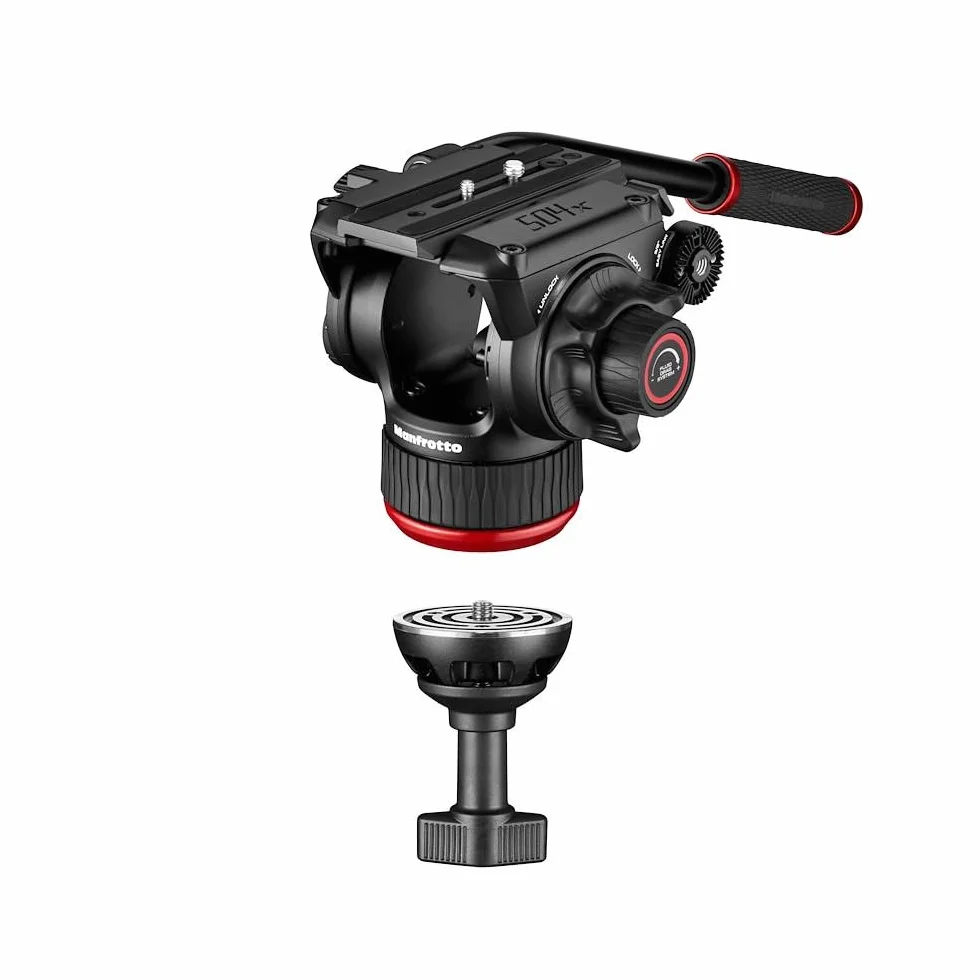 Manfrotto Kit Treppiede con Testa Video Fluida Manfrotto 504X e Treppiede Doppio Tubo in Alluminio, con Stabilizzatore Centrale, per Reflex, Mirrorless,Camcoder, con Sacca per Trasporto, Portata 12 kg