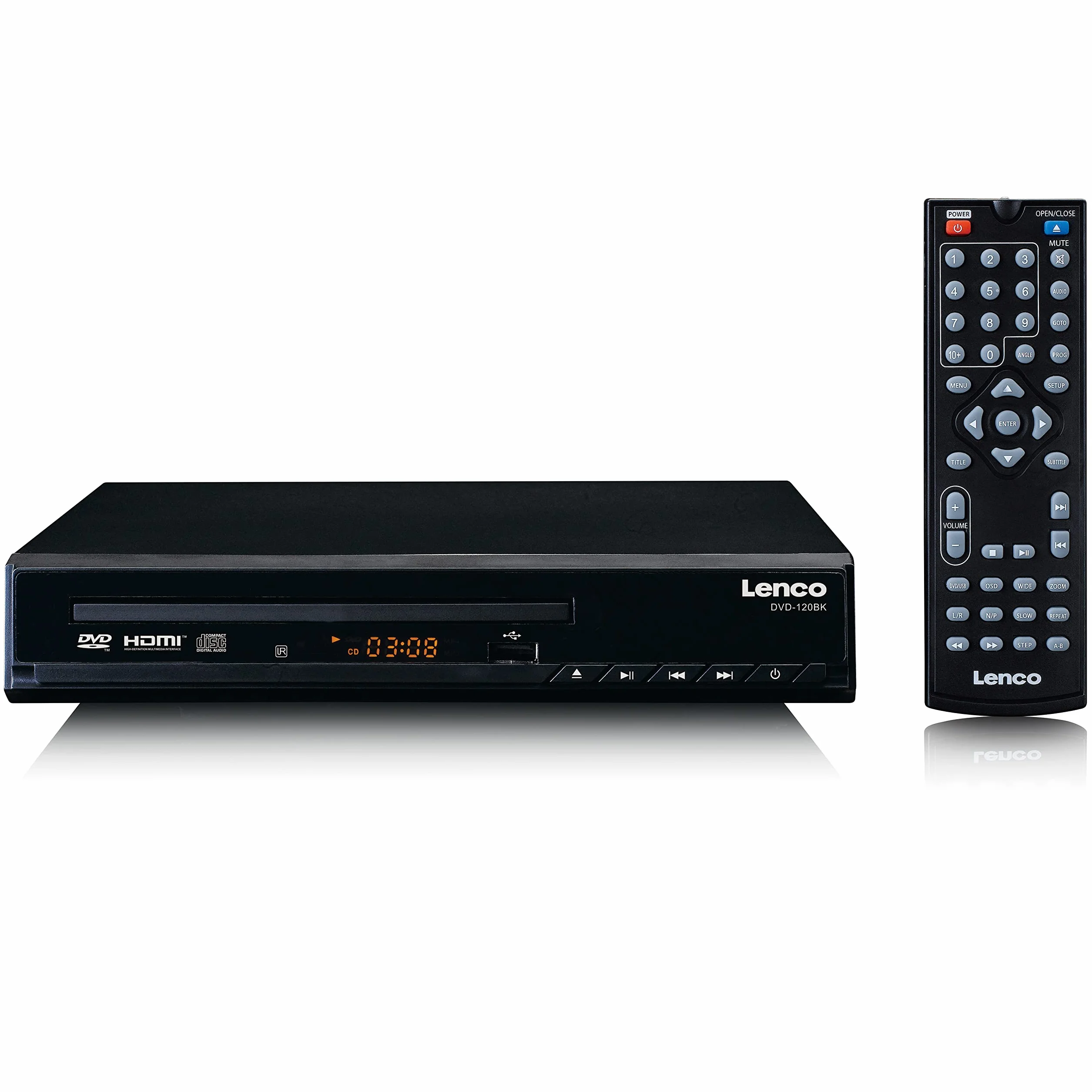 Lenco DVD-120BK - Lettore DVD con HDMI e Scart - Display LED - Telecomando - Riproduce da USB