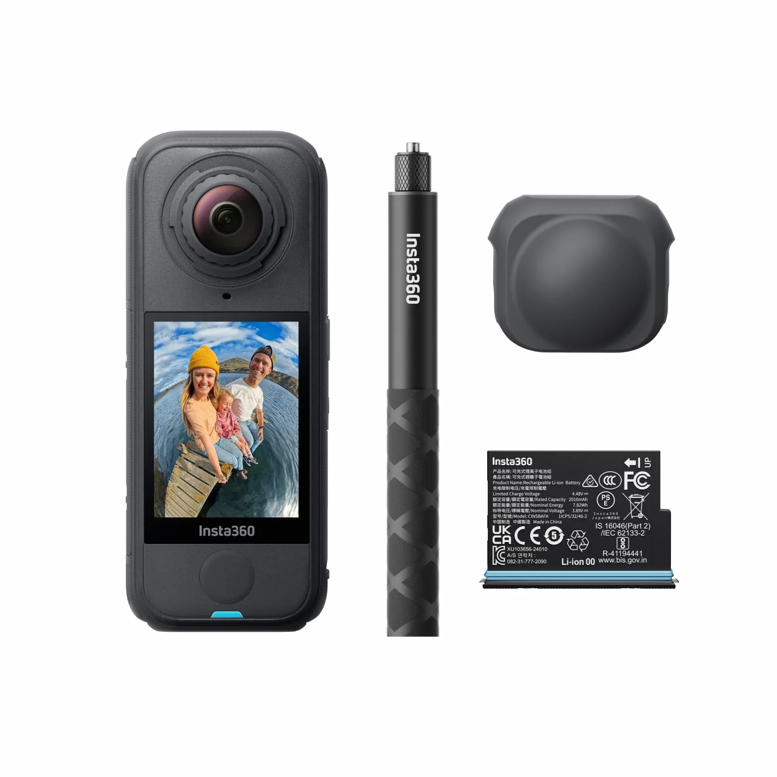 Insta360 X4 Air Pack Starter Nero grafite- Videocamera leggera 165g 8K 360, selfie stick invisibile, lenti sostituibili, prima registri poi inquadri, cover antivento integrata.