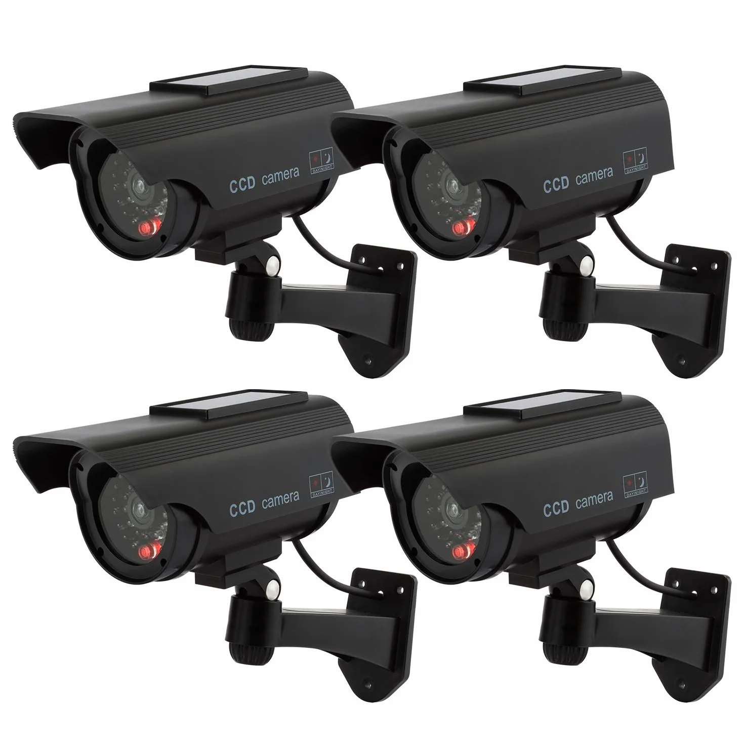 Telecamera Finta 4 Pezzi, Telecamere Fittizie Esterno/Interno con LED Lampeggiante CCTV