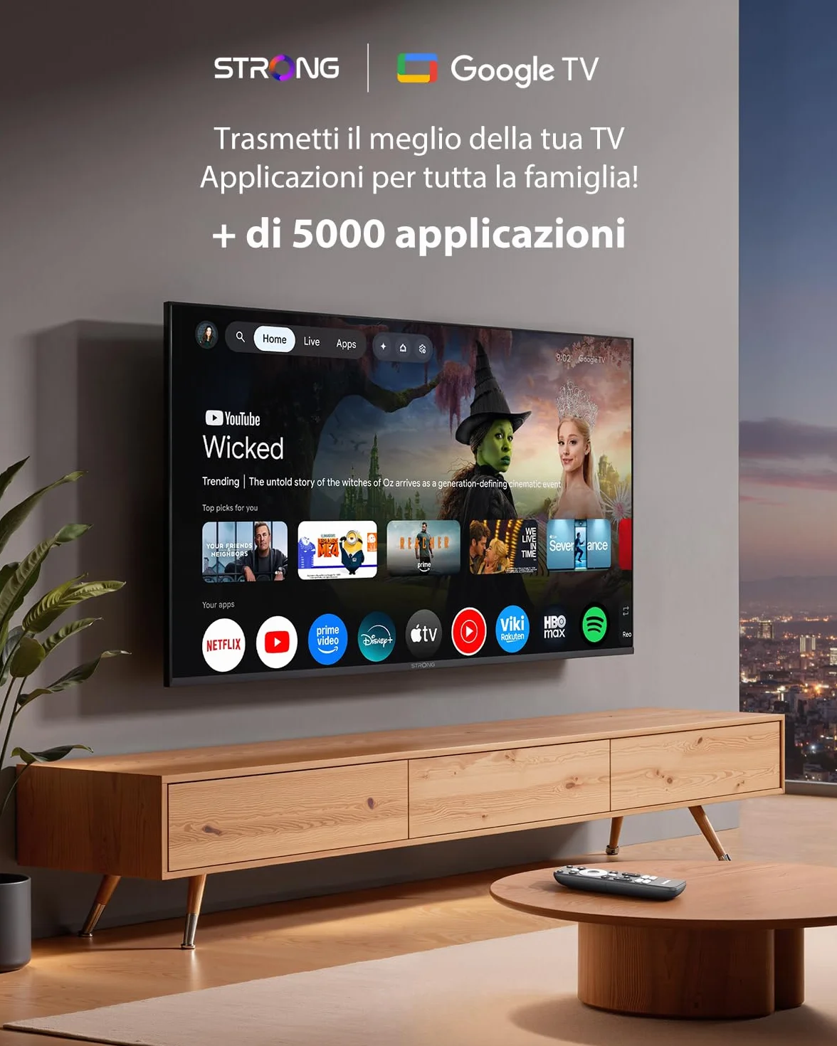 STRONG SRT41 Google TV Stick 4K UHD, Android 11, Wi-Fi, Chromecast Integrato, Assistente Vocale Google, HDR10+, Dolby Audio, Netflix, Prime Video, YouTube, Disney+
