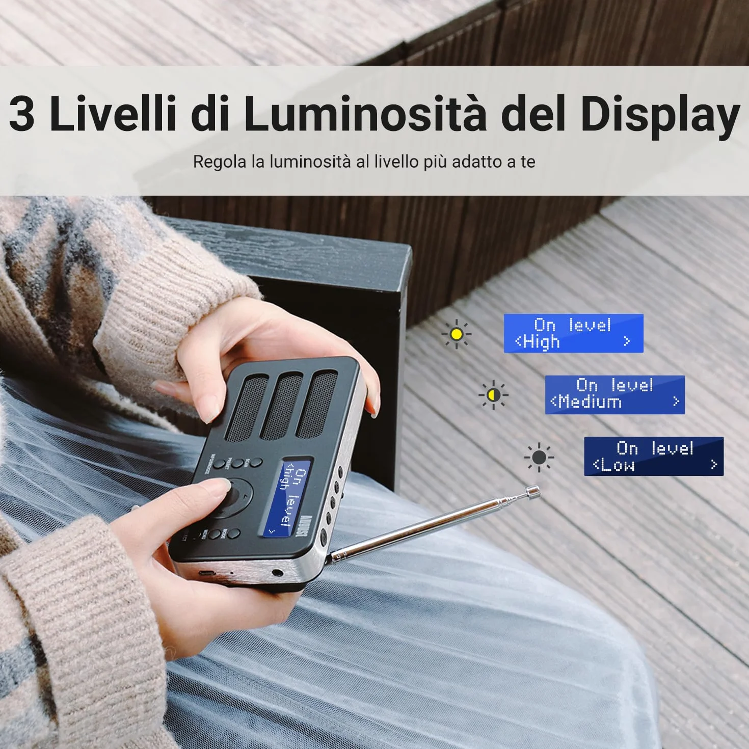 August MB225 Radio Portatile DAB DAB+ FM, Radio Digitale a Batteria con Dual Radiosveglia, Radiolina Portatile Ricaricabile con 40 Preselezioni, RDS, 20 Ore, Stereo/Mono, Presa per Cuffie - Nero