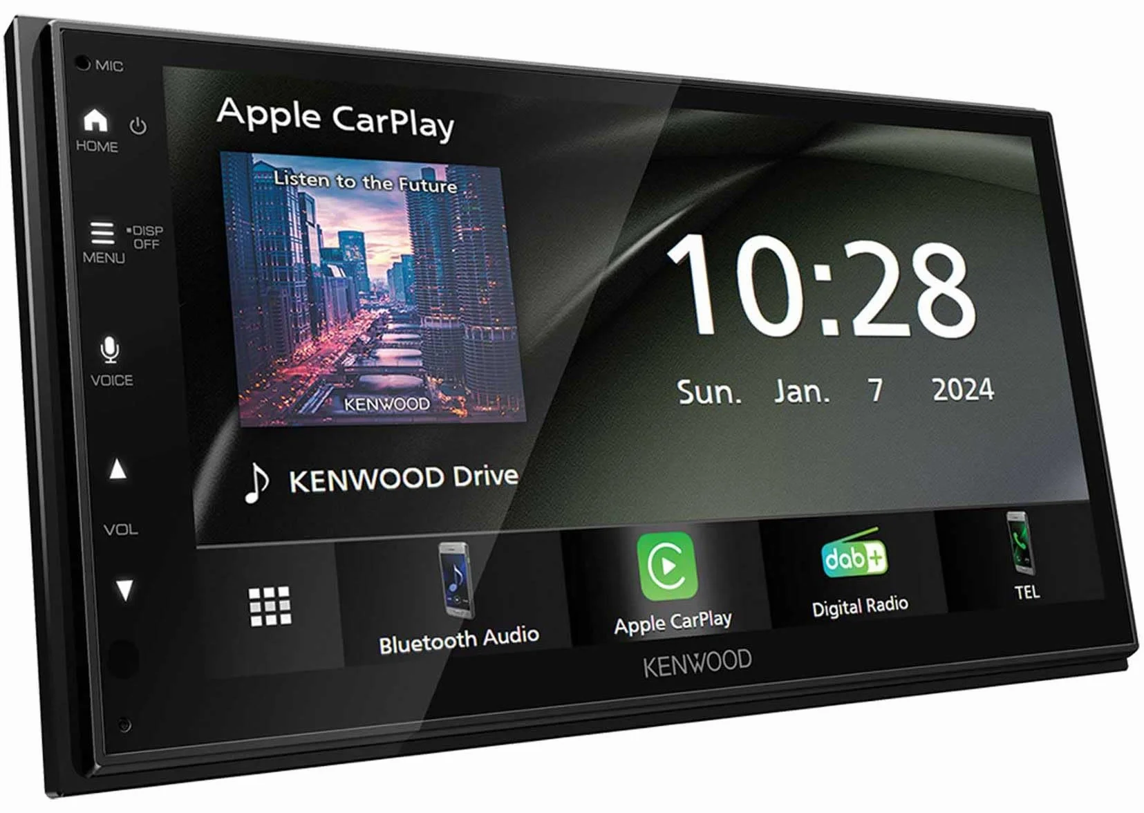 KENWOOD DMX6523DABS AV Mechless 6,8" WSVGA, DAB+, CarPlay/Android Auto wireless/cavo, Wireless Mirroring 2-Way, Bluetooth, Ingresso retrocamera – Nero
