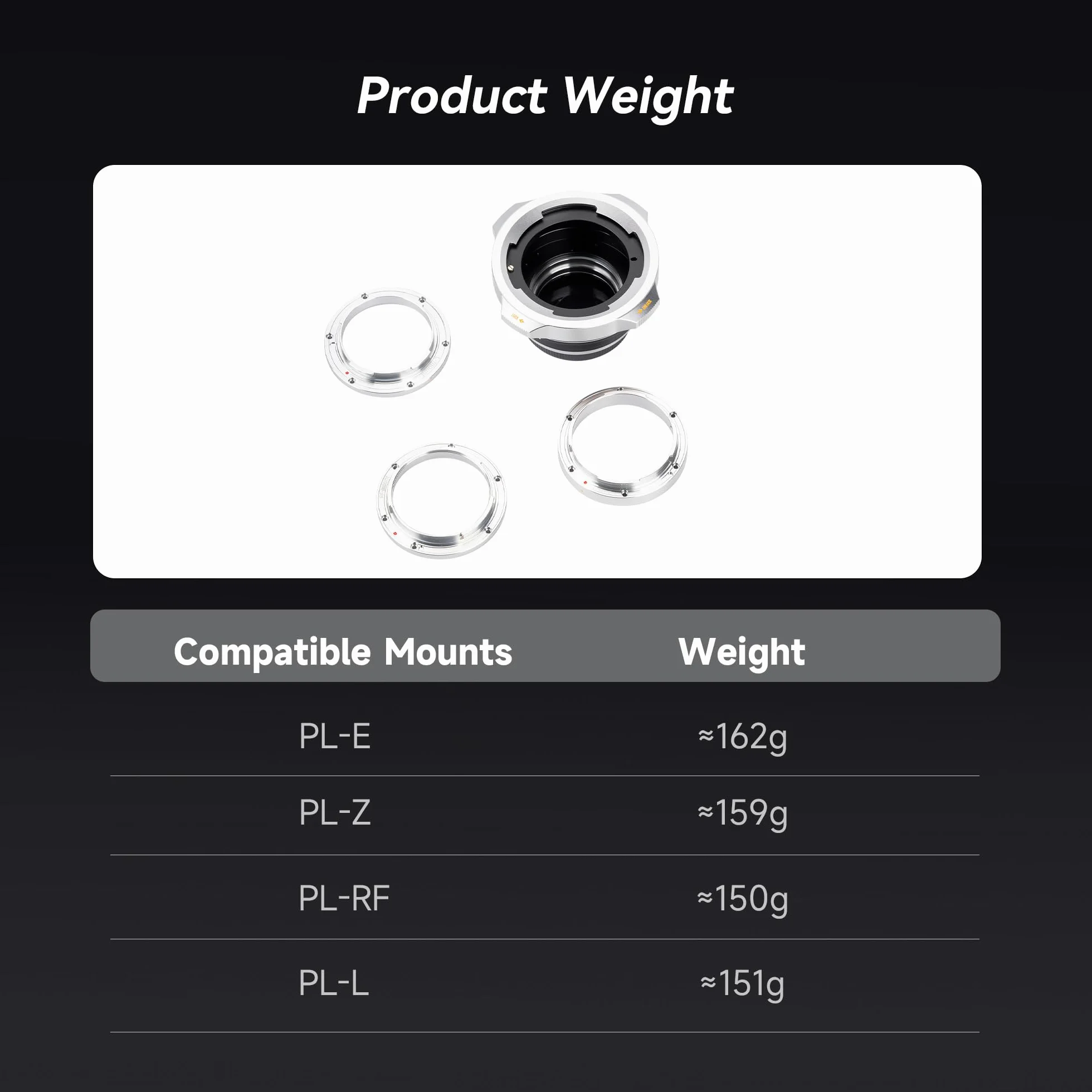 7Artisans Anello Adattatore PL Multi-mount, PL-E Installato Di Default, Compatibile Con Attacchi Intercambiabili PL-L/PL-R/PL-Z, Argento