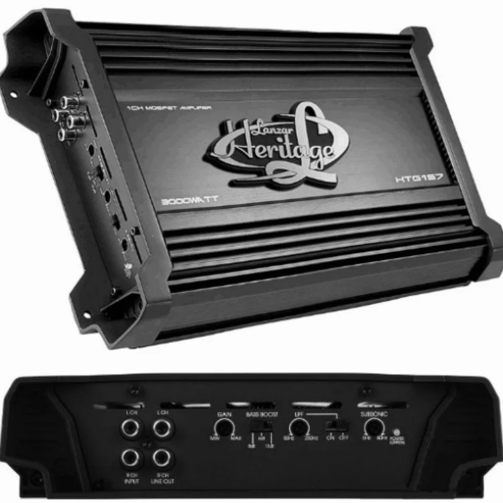 AMPLIFICATORE LANZAR HTG157 HTG 157 1 CANALE MONOFONICO DA 1500 WATT RMS A 2 OHM E 3000 WATT MAX OTTIMO PER SUBWOOFER E FILTRO SUBSONICO + 12 DB