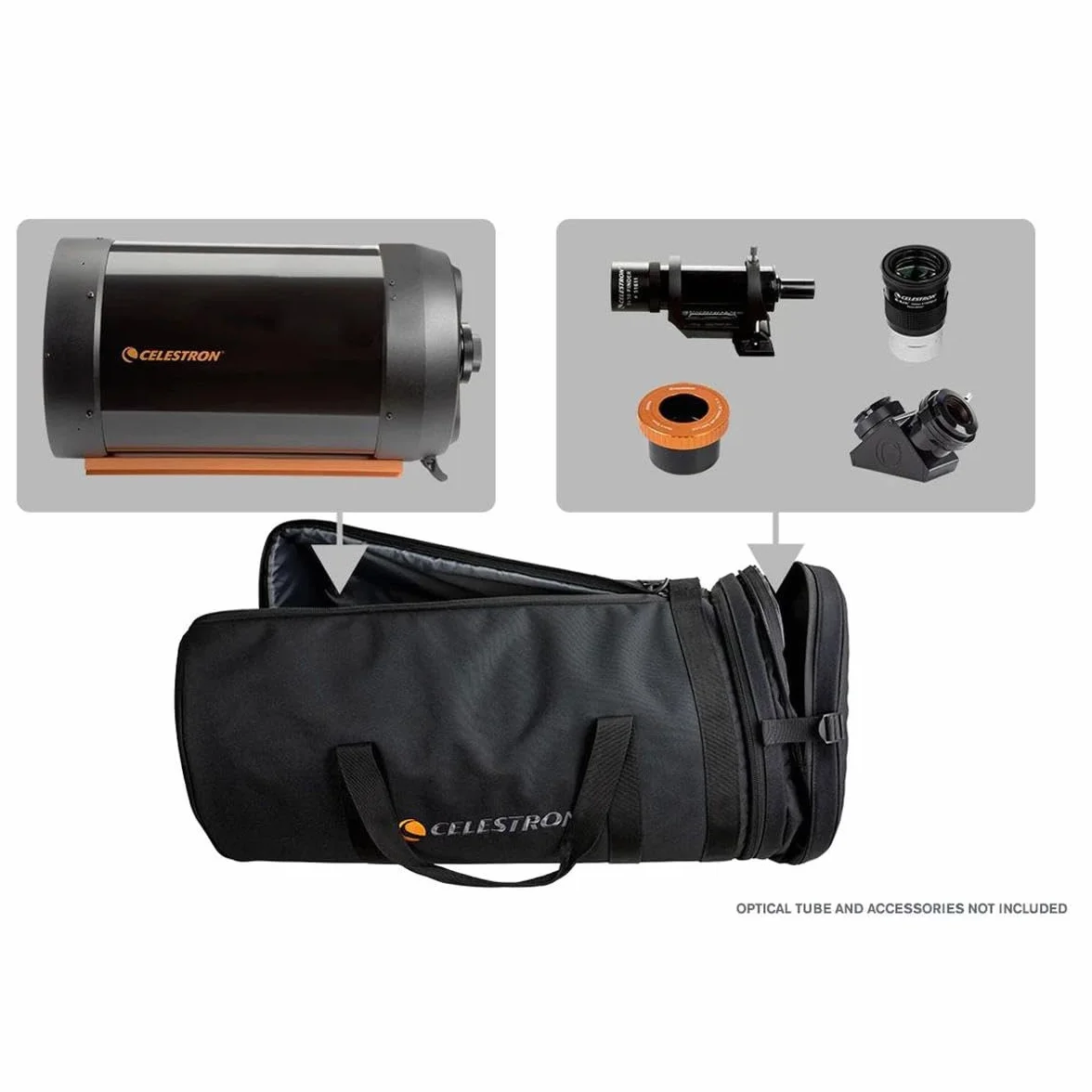 Celestron 94027 Sacca telescopio per tubi ottici 11” Schmidt Cassegrain ed EdgeHD – Custodia per trasporto impermeabile e resistente con pareti protettive, tasca per accessori, fascia imbottita, Nero