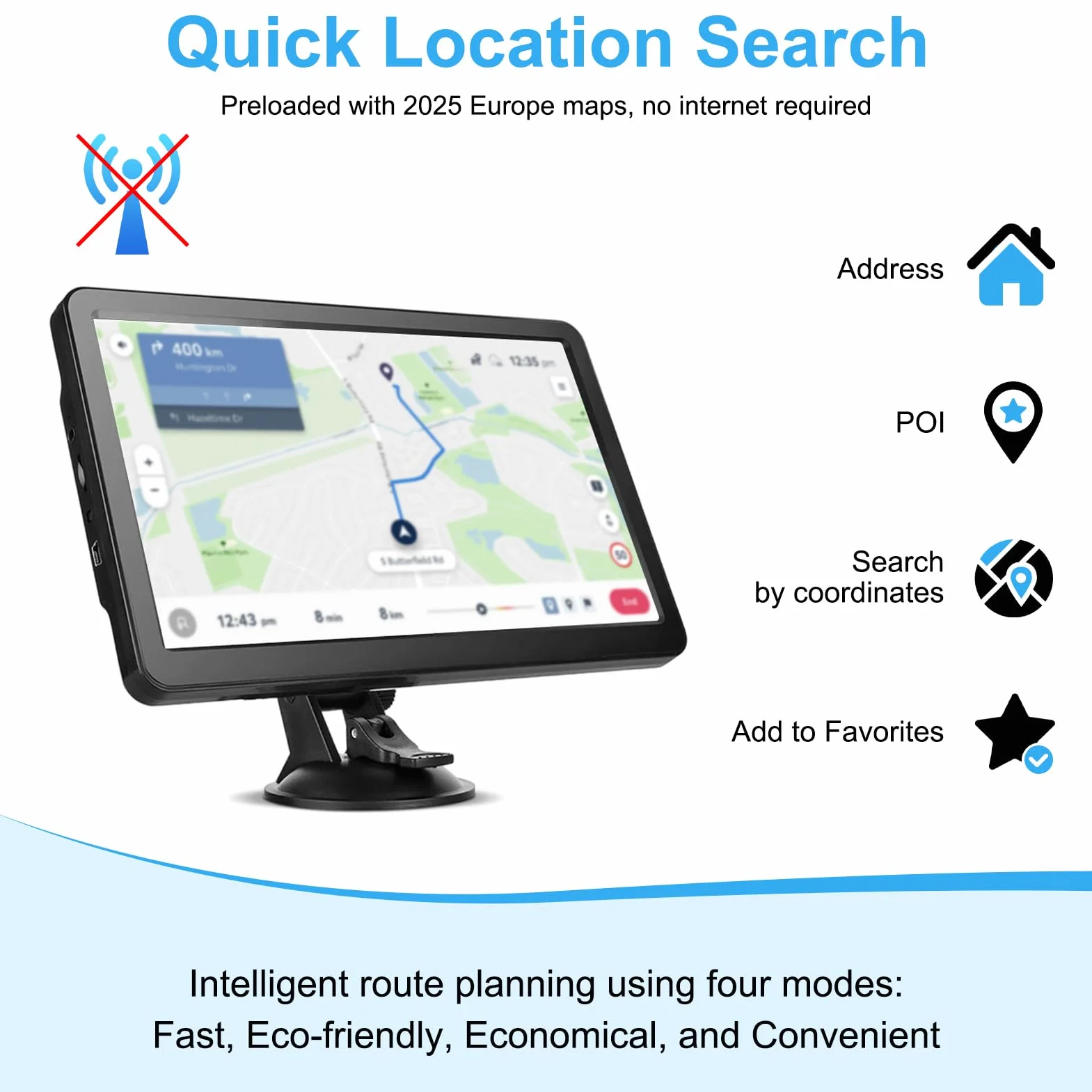 Navigatore GPS da 9 pollici, auto navigatore satellitare auto 9 pollici camion GPS driver commerciali 2025 per Europa mappe UK (in Europa)