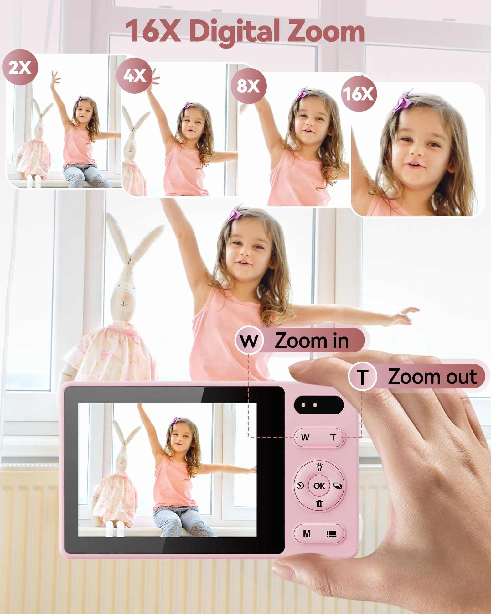 Macchina Fotografica Digitale Fotocamera con Scheda 64GB: 16X Zoom 48MP Videocamera Autofocus 1080P Vlog Camera 2 Batteria Fotocamera Compatta per Adolescenti Adulti