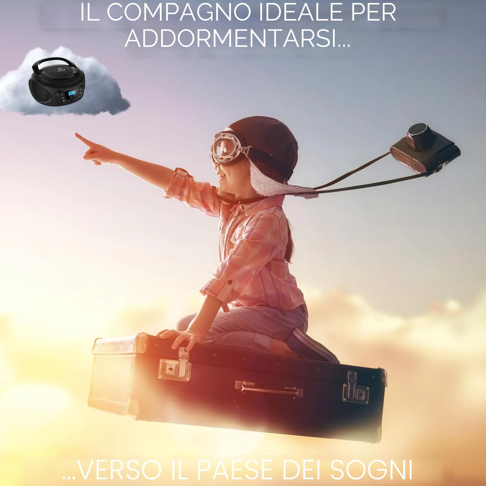 Boombox lettore portable CD/CD-R - USB - FM radio - ingresso AUX-IN - uscita cuffie - radio bambini - stereo - sistema compatto