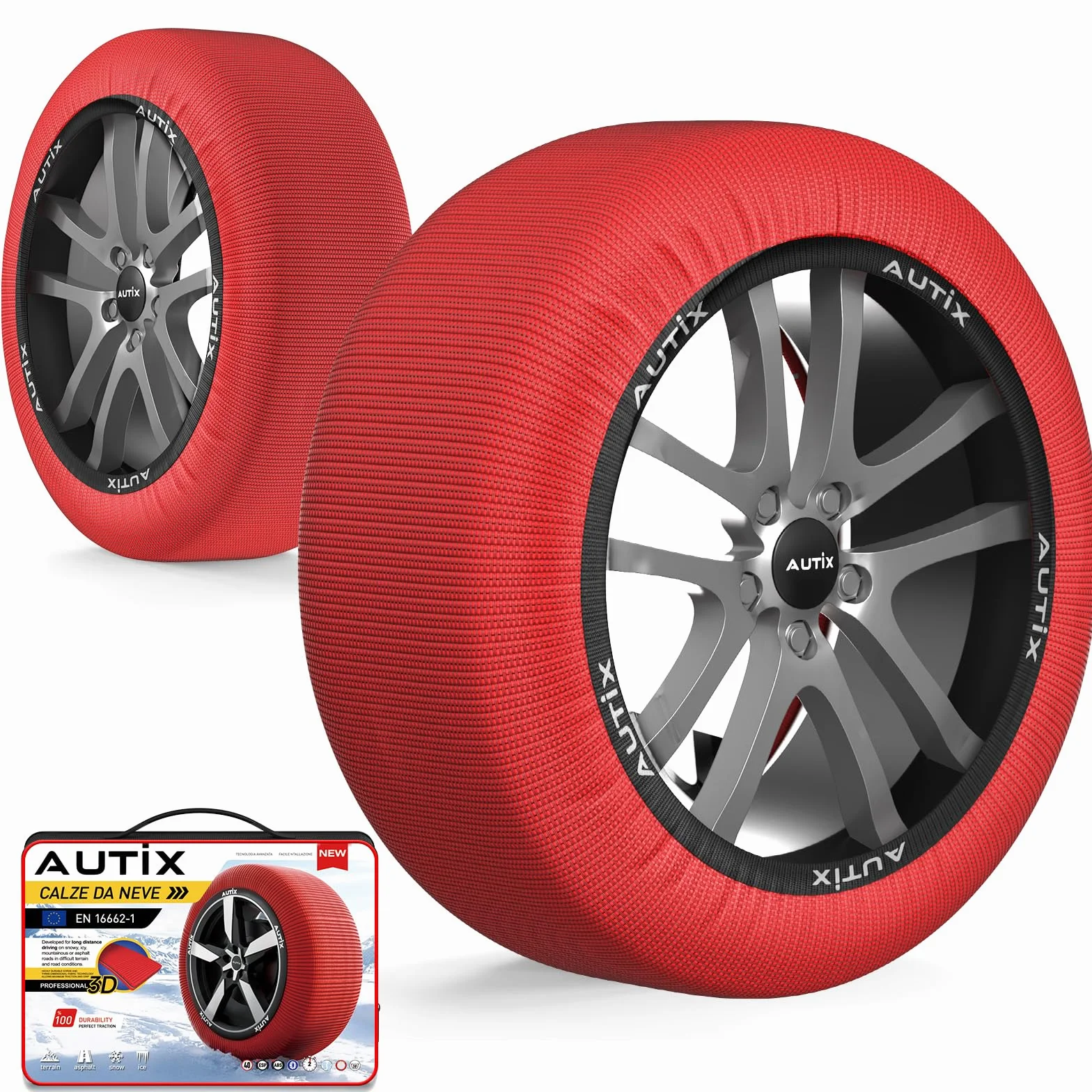 AUTIX Calze da Neve Omologate EN 16662-1 2020 2 Catene da Neve in Tessuto per Auto (L)