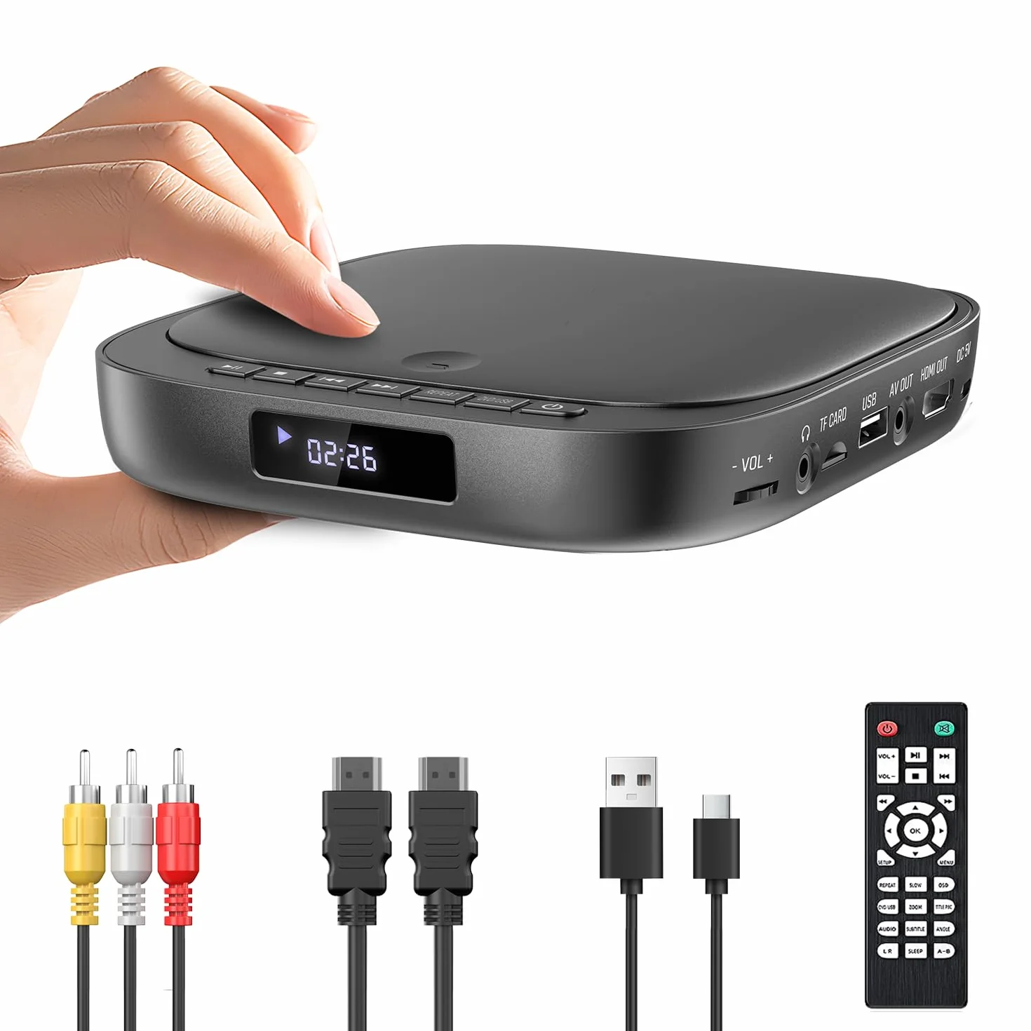 Desobry lettore DVD per TV HD 1080p, region free, con ingresso scheda USB/TF HDMI/RCA