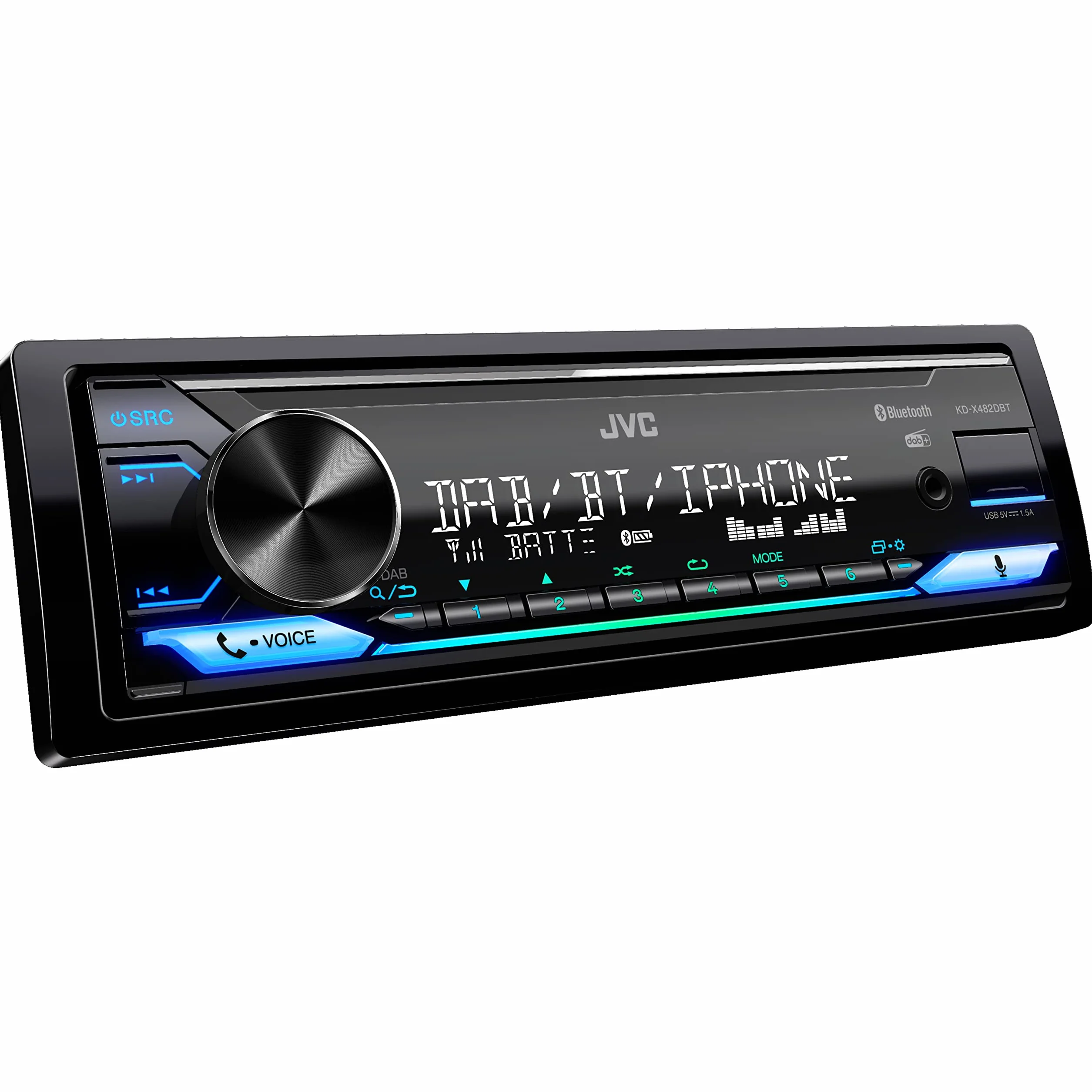 JVC Autoradio Bluetooth KD-X482DBT, Autoradio con DAB+, Bluetooth Automatic Pairing per iPhone, USB/AUX, Alta Qualità del Suono, Controllo da Remoto con App, Illuminazione Multicolore
