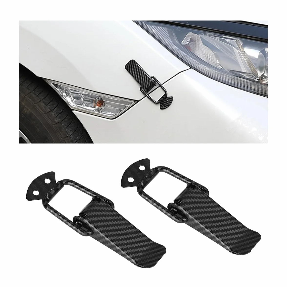 JNNJ Fermaglio per Paraurti Automatico, Clip Blocco Gancio Paraurti Auto, Sgancio Rapido Paraurti Portelloni, Automotive Universale Esterni Accessori Decorativi Veicolo Bagagliaio(Motivo Carbonio)