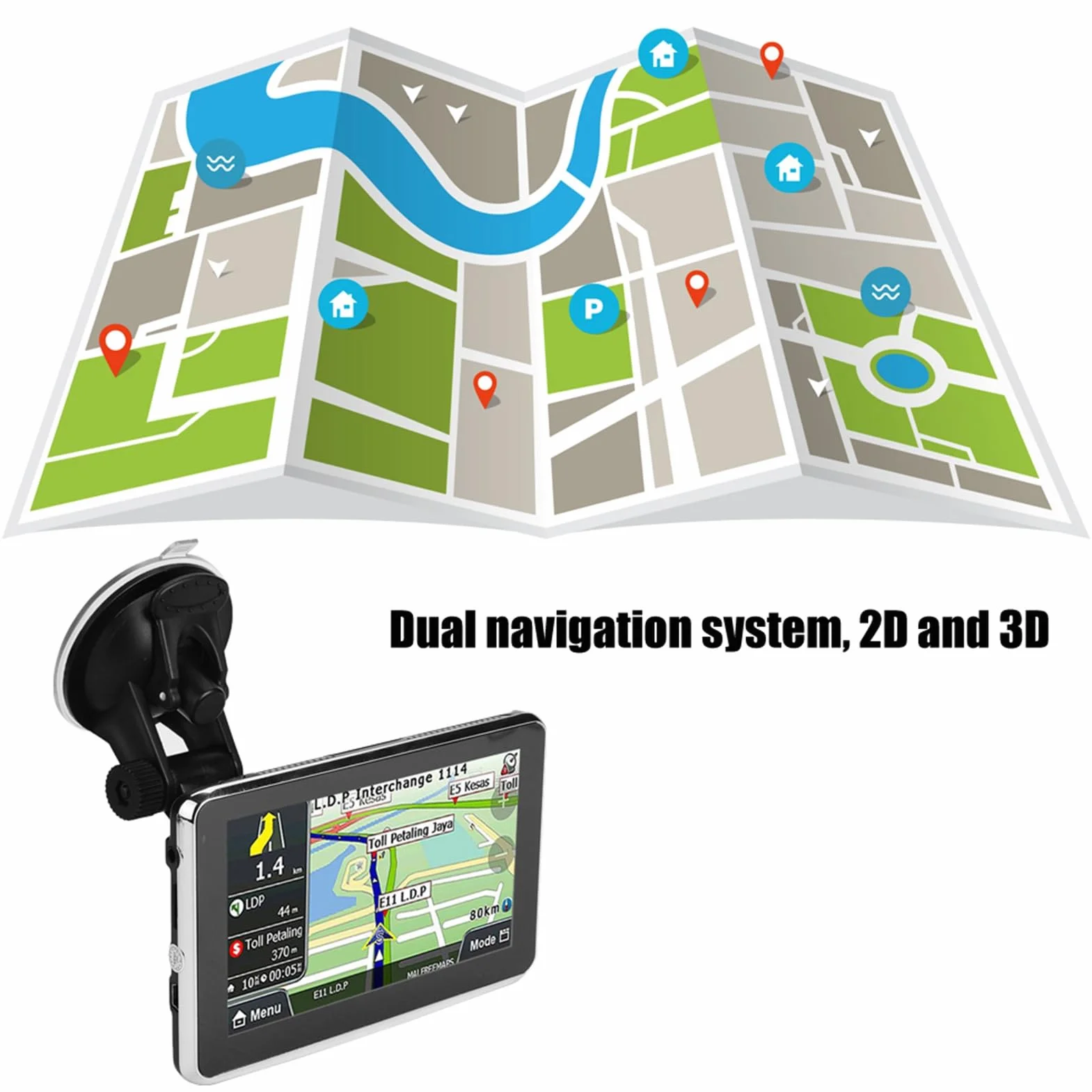 Navigatore GPS Touchscreen Navigazione GPS Prompt Vocale Automatico DDR256M 8G MP3 FM Mappa Europa 508 di Navigazione Doppio per Auto Camion RV, DEMERASU3H72K8QYD