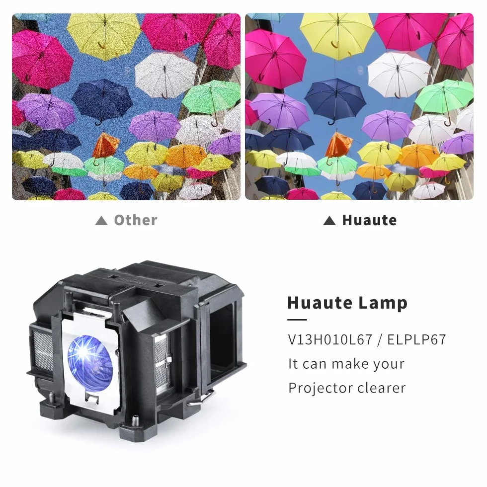 V13H010L67 Lampada per proiettore di ricambio con alloggiamento per ELPLP67 per Epson EB S12 / EB W12 / EX3210 / EX5210 / EX7210 / Powerlite 1221 / Powerlite 1261W / Powrelite X12 / VS315W
