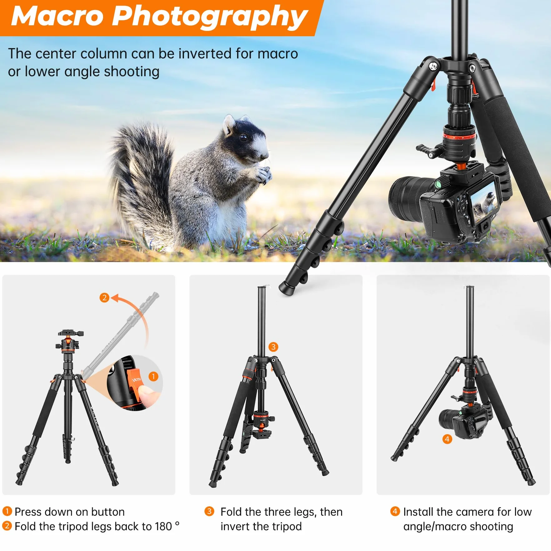 Victiv 78.7"/ 200cm Treppiede Fotocamera, Cavalletto Fotografico da Viaggio Leggero e Compatto in Alluminio, Treppiedi Monopiede per Videocamera Canon Nikon Sony, Treppiede Cavalletto per Smartphone