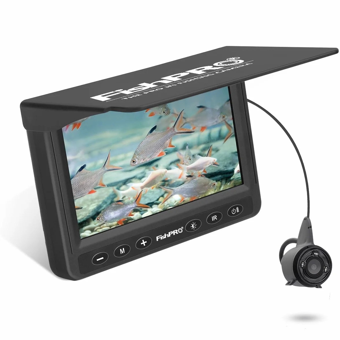 FishPRO - Telecamera per pesca subacquea, portatile, HD, 1000 TVL, a infrarossi, LED, impermeabile, con monitor LCD da 4,3 pollici, per pesca su ghiaccio, lago, mare, barca, kayak