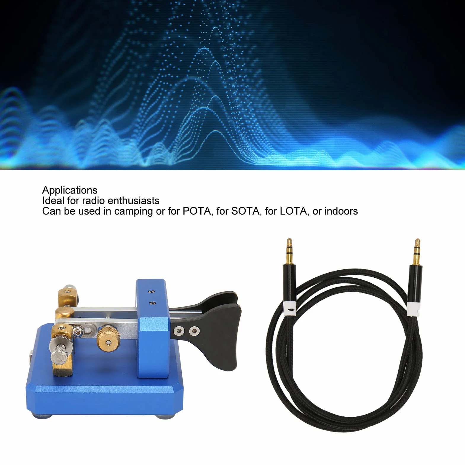 Lambic Double Paddle Morse Code Key, Portable CW Telegraph Key for Camping Indoor (Blu scuro)