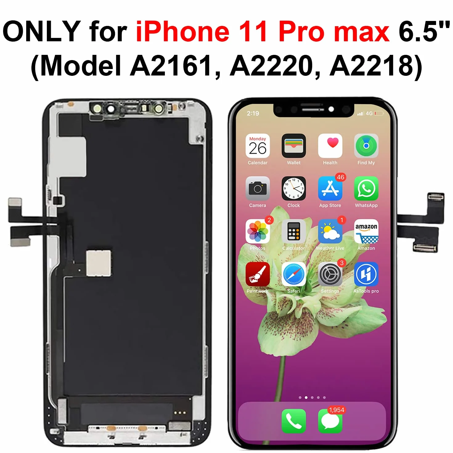 Brinonac Display per iPhone 11 PRO Max, 6,5" Schermo Full HD LCD Retina Kit Sostituzione Touch Screen Digitizer Assembly Set