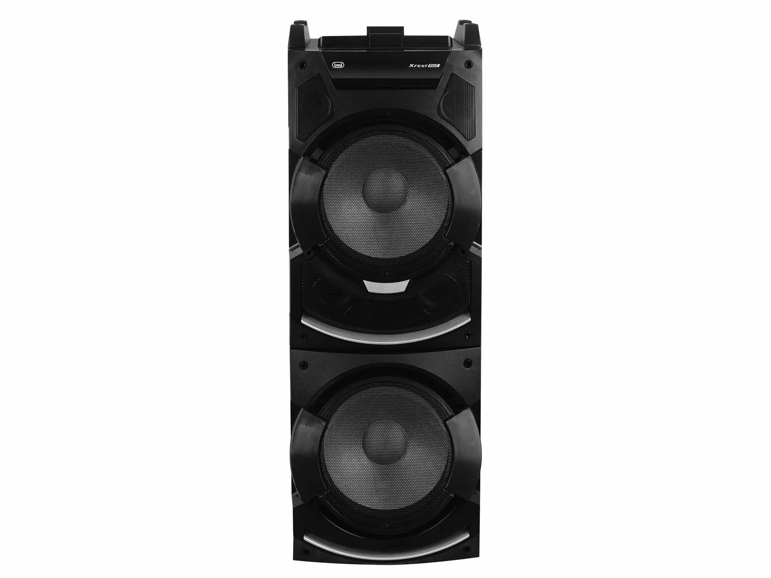 Trevi XFest XF 4500 DJ Altoparlante Amplificato 500W, Cassa Wireless Portatile, Microfono Dinamico per Karaoke, 2 USB/AUX IN, Jack 3.5mm, Funzione TWS, Jack 6.3mm per ingresso Guitar e Microfono