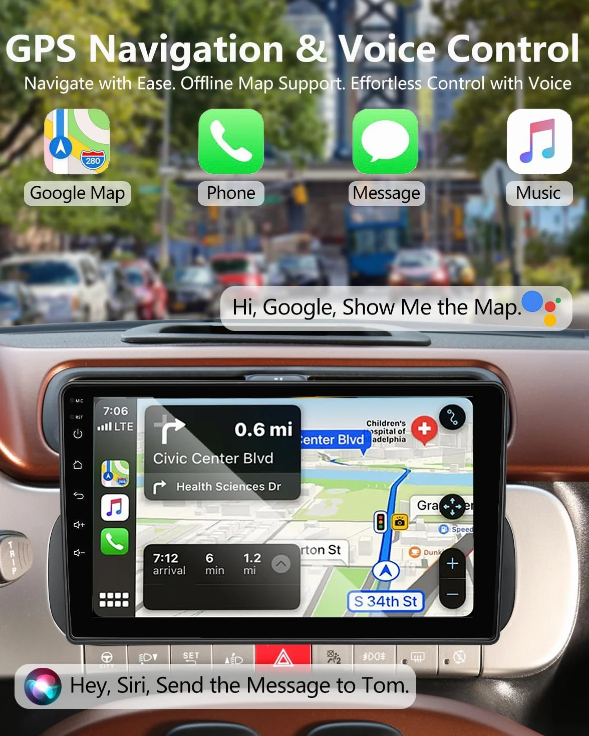Autoradio 9 Pollici per Fiat Panda 319 (2013-2020) con Android Auto e CarPlay Wireless, RDS Car Radio Bluetooth Android Stereo con Telecamera Retromarcia/Mic/CANbus/WiFi/App Store 2G+32G