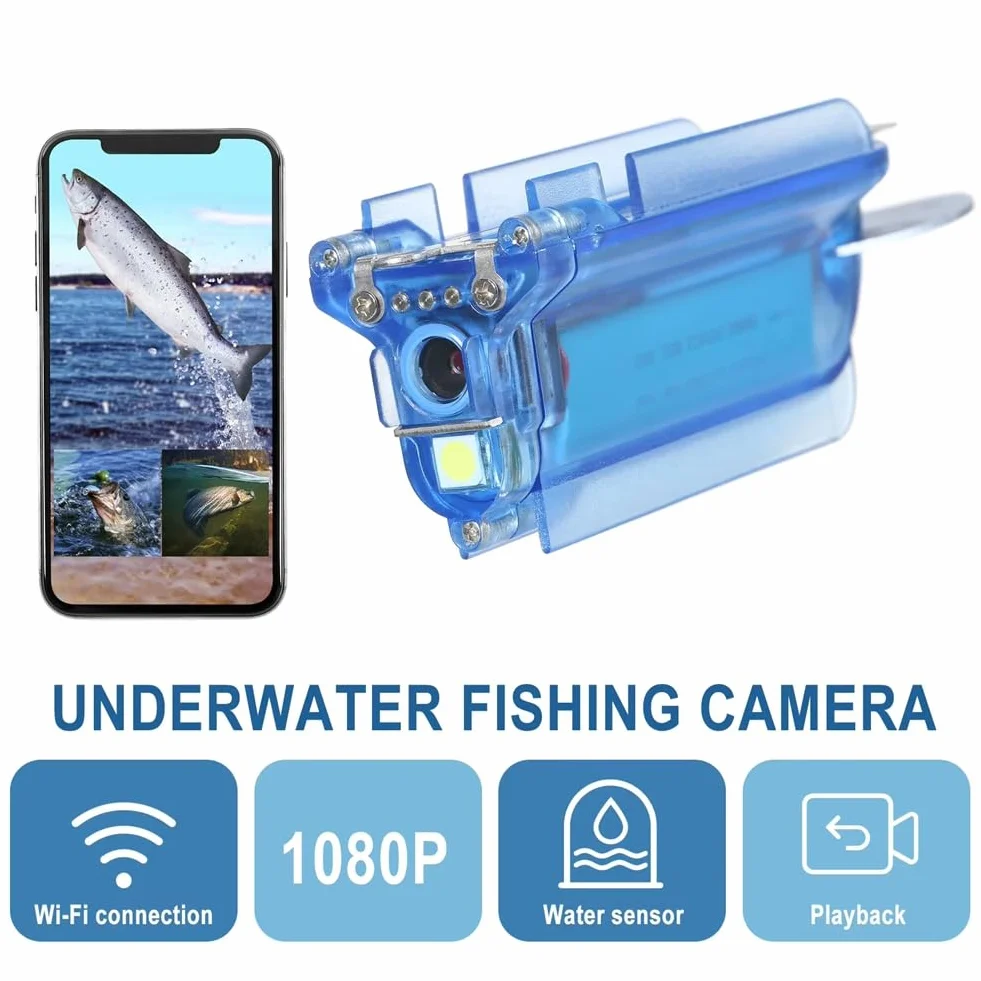 Telecamera Subacquea Wireless da Pesca 1080P, Videocamera con Fishfinder Wi-Fi e Registrazione Tramite App e