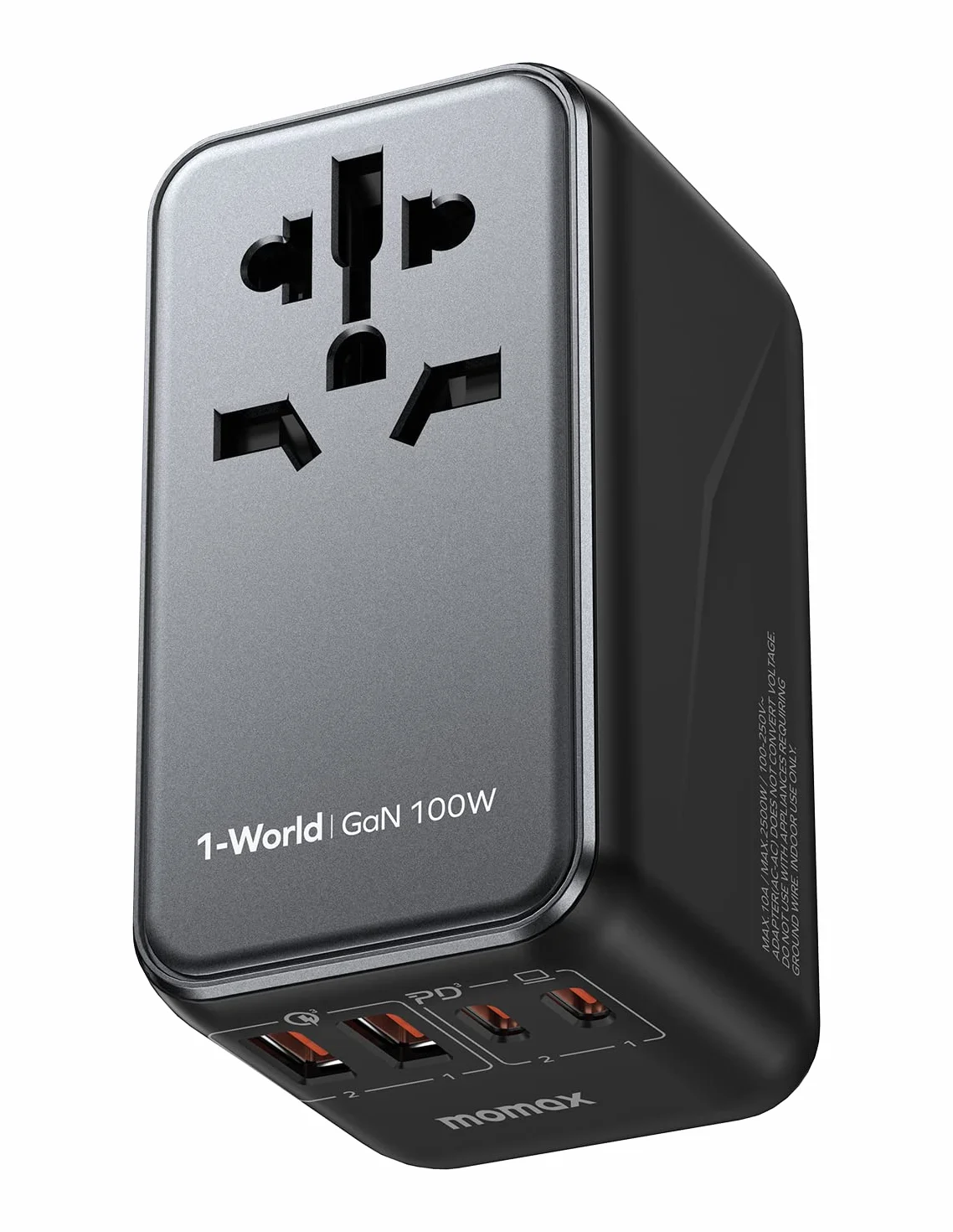 MOMAX Adattatore Universale da Viaggio 100 W 5-in-1 USB-C USB-A AC Presa Universale 224+ Paesi