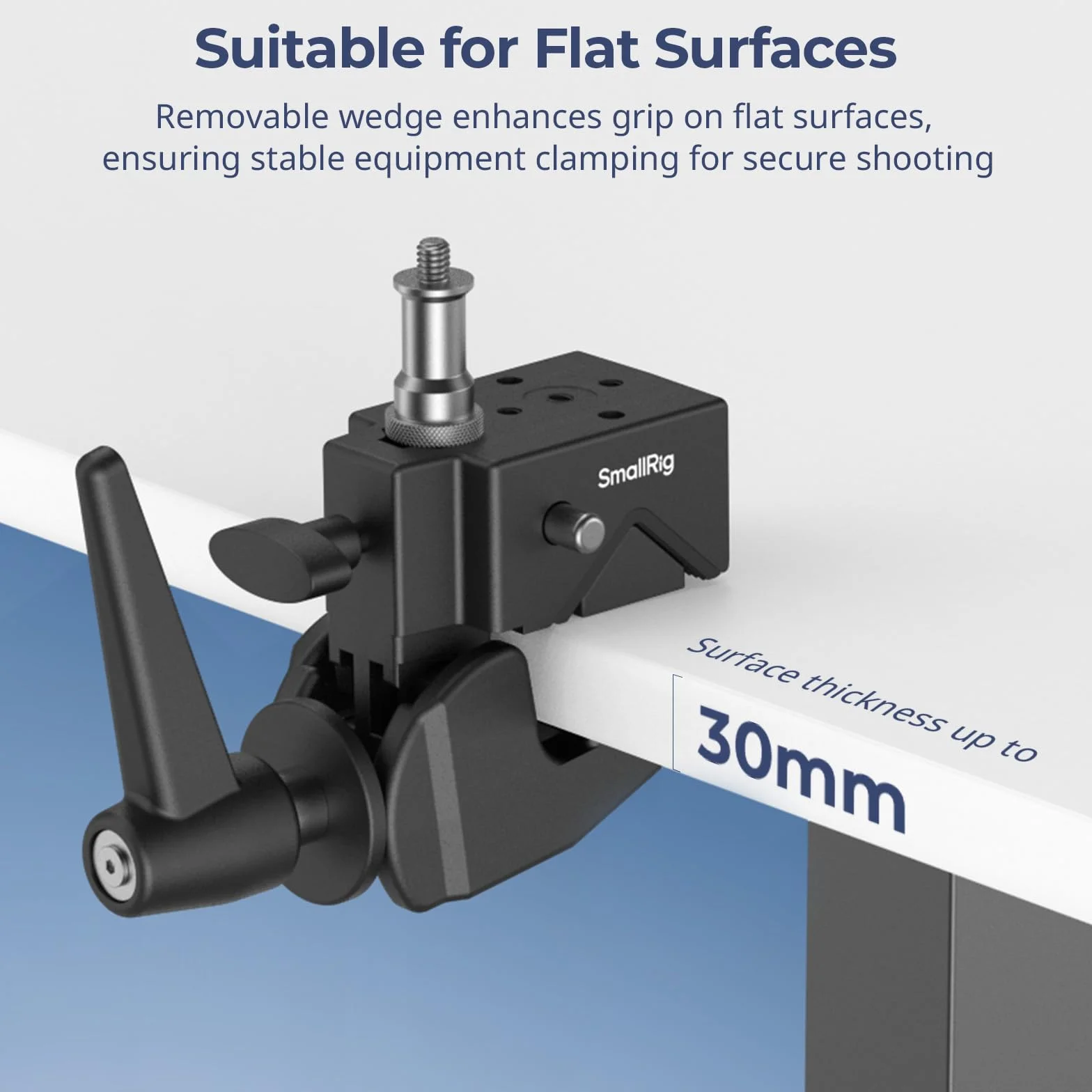 SMALLRIG Super Clamp Kit da 2 pezzi, ad alte prestazioni, carico massimo 33lb/15kg, con una vite superiore da 1/4"-20 e 3/8"-16, per illuminazione fotografica, per tubi rotondi e superfici piane