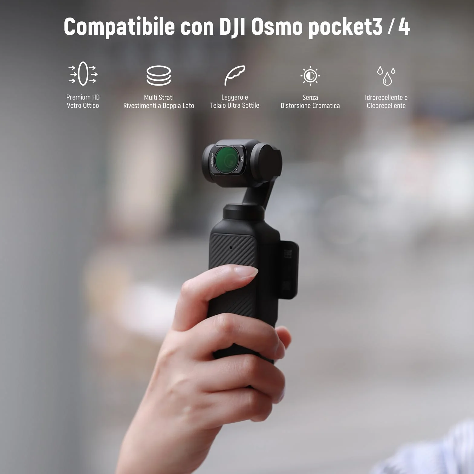 NEEWER Kit Filtri Magnetici ND e CPL Compatibili Con DJI OSMO Pocket 3 / Pocket 4 / Xtra Muse, 4 Pezzi: ND16, ND64, ND256 e CPL. Vetro Ottico HD Multi Rivestito, Struttura Ultra Sottile In Alluminio
