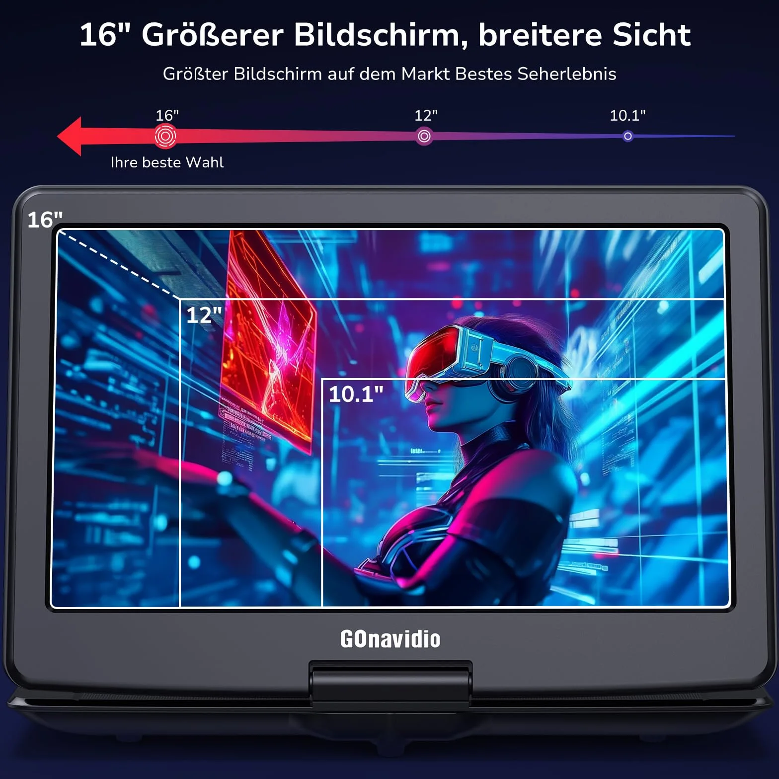 GOnavidio Lettore DVD portatile da 17,9" con schermo da 15,6 pollici, batteria ricaricabile da 6 ore, TV per bambini supporta ingresso HDMI, ultima memoria, senza regione, scheda USB/TF (nero)