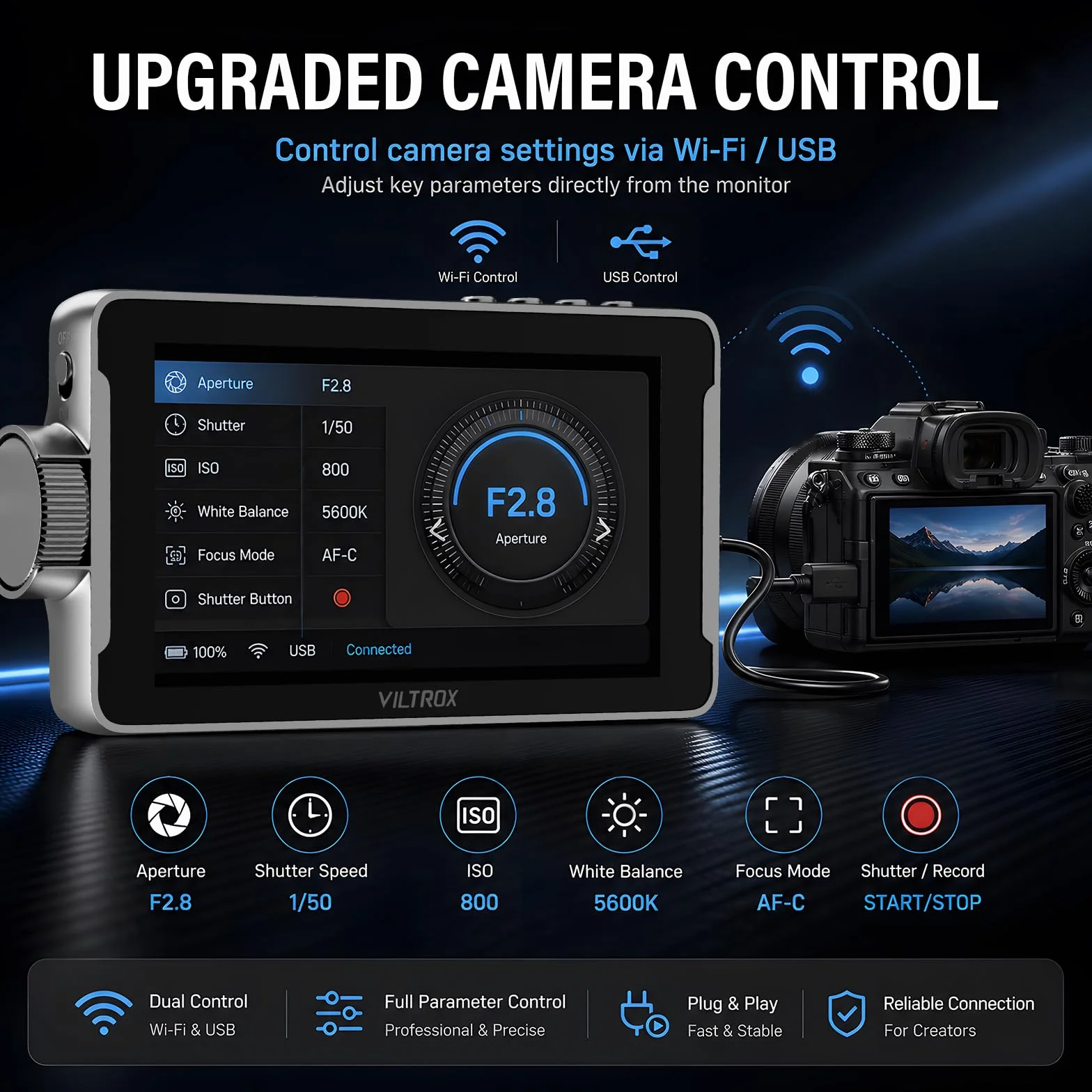 VILTROX DC-550 Pro II Camera Field Monitor External 4K per Fotocamera 5.5 Pollici HDMI Batteria Inclusa,Controllo Della Camera,Display 1400Nit IPS HD 1920x1080 DSLR Sony Canon Nikon(Upgrade DC-550Pro)
