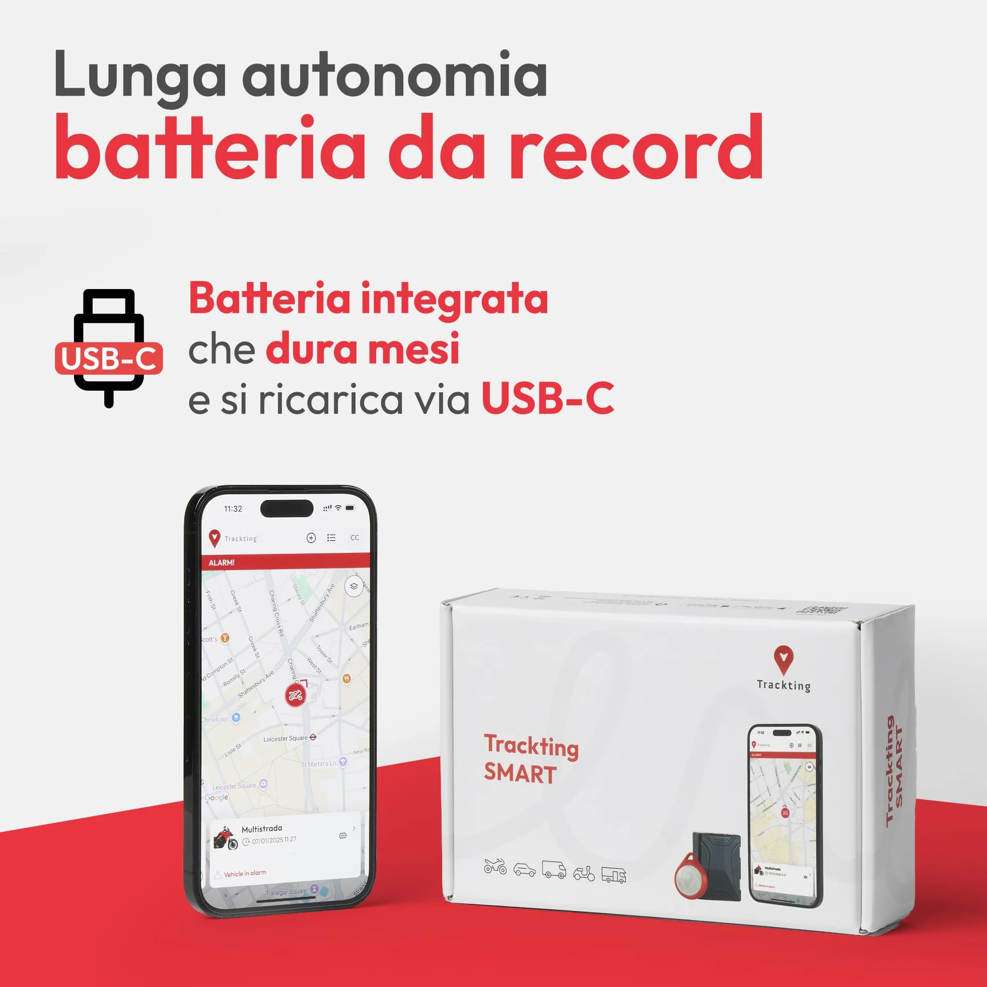 Trackting SMART V3 Europa - Antifurto GPS localizzatore per Auto e Moto - SIM integrata Senza Canone LTE-M/Edge - No cavi - Batteria record - Telefonata Allarme