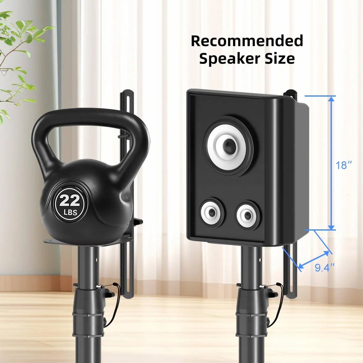 Suptek Supporti da pavimento per altoparlanti robusti in coppia Altezza regolabile 86-113 cm 10 kg