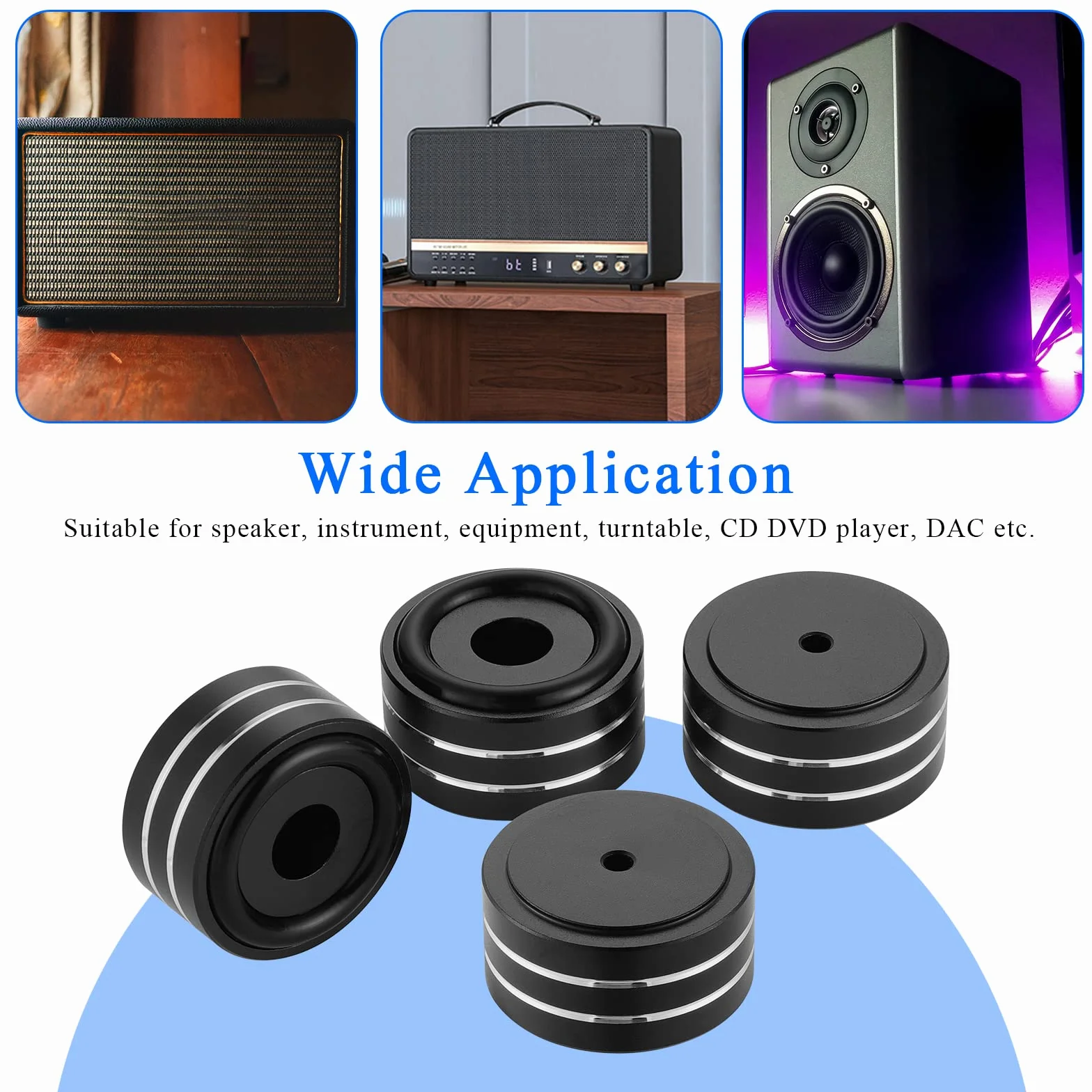 Piedini per Amplificatore 40x20mm Cono in Lega di Alluminio Isolamento per Altoparlanti HiFi Audio 4 Pezzi