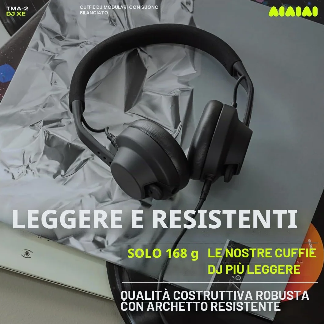 AIAIAI TMA-2 DJ XE - Cuffie DJ professionali on-ear con suono bilanciato e chiaro, cuscinetti ad alto isolamento e peso di soli 168 g, design modulare con parti facilmente sostituibili