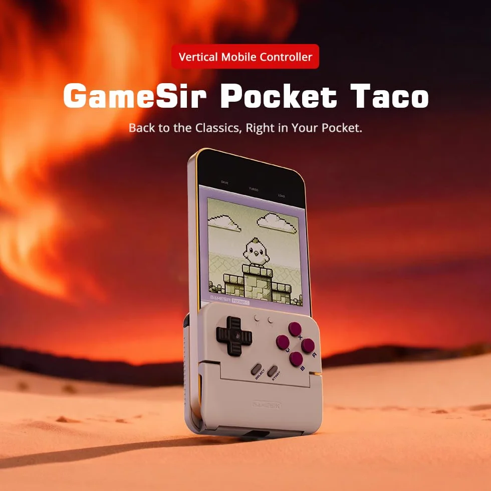 GameSir Pocket Taco Controller da Gioco Mobile Verticale - Gamepad Bluetooth Retro Arcade per Android & Smartphone, Portatile, Batteria 600mAh, Personalizzazione App - Bianco