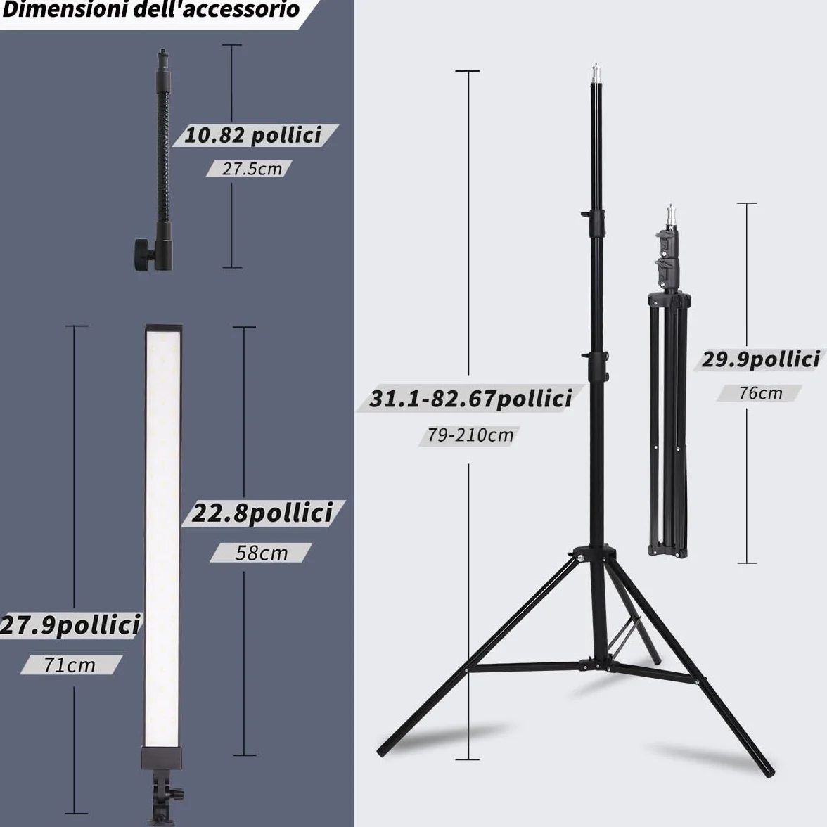 Kit di Illuminazione LED da Studio Fotografico con Supporto e Borsa Tubo Morbido per Bellezza, Sopracciglia, Tatuaggio, Trucco, Odontoiatria, Ciglia, Ritratto, Luce per Fotografia Di Prodotto