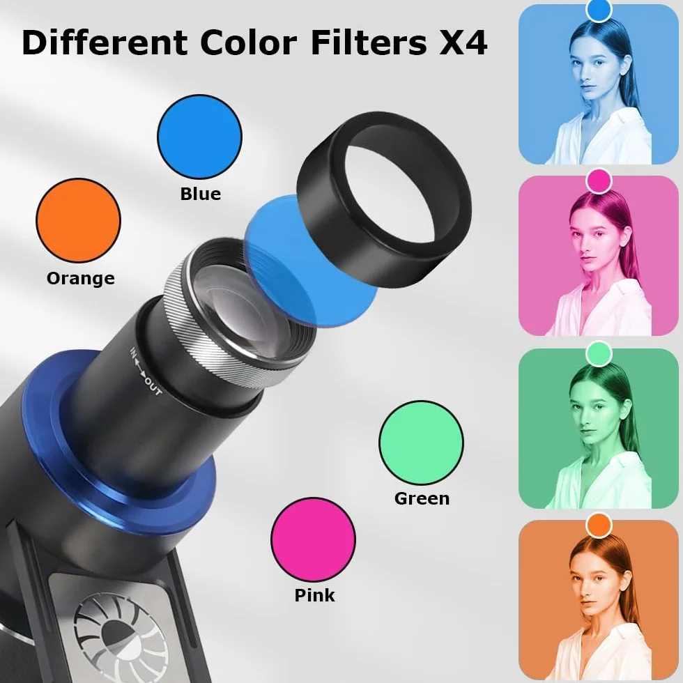 Snoot Bowens Mount Proiettore con 25 Gobos e 4 Filtri Colori, per Aputure Amaran 100X/D 200D/X, Godox SL60, Snoot per fotografia ottica Spotlight