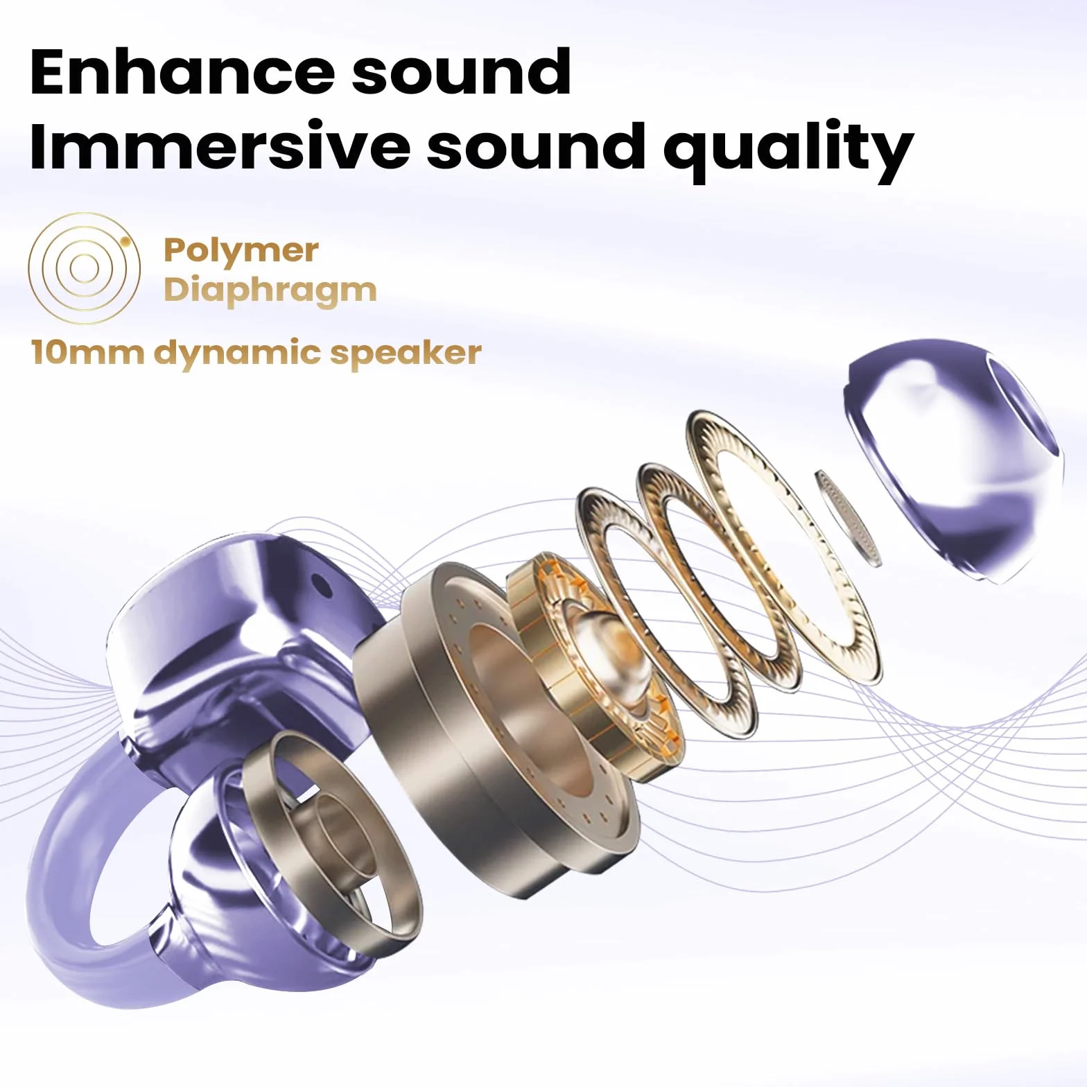PTHTECHUS Cuffie Auricolari Aperte, Touchscreen Intelligente Auricolare Con Clip, Cuffia Traduzione, 3.7g Ultraleggero Comfort, 65 ore di Riproduzione, Auricolari Open Ear Bluetooth 5.4 (VIOLA)
