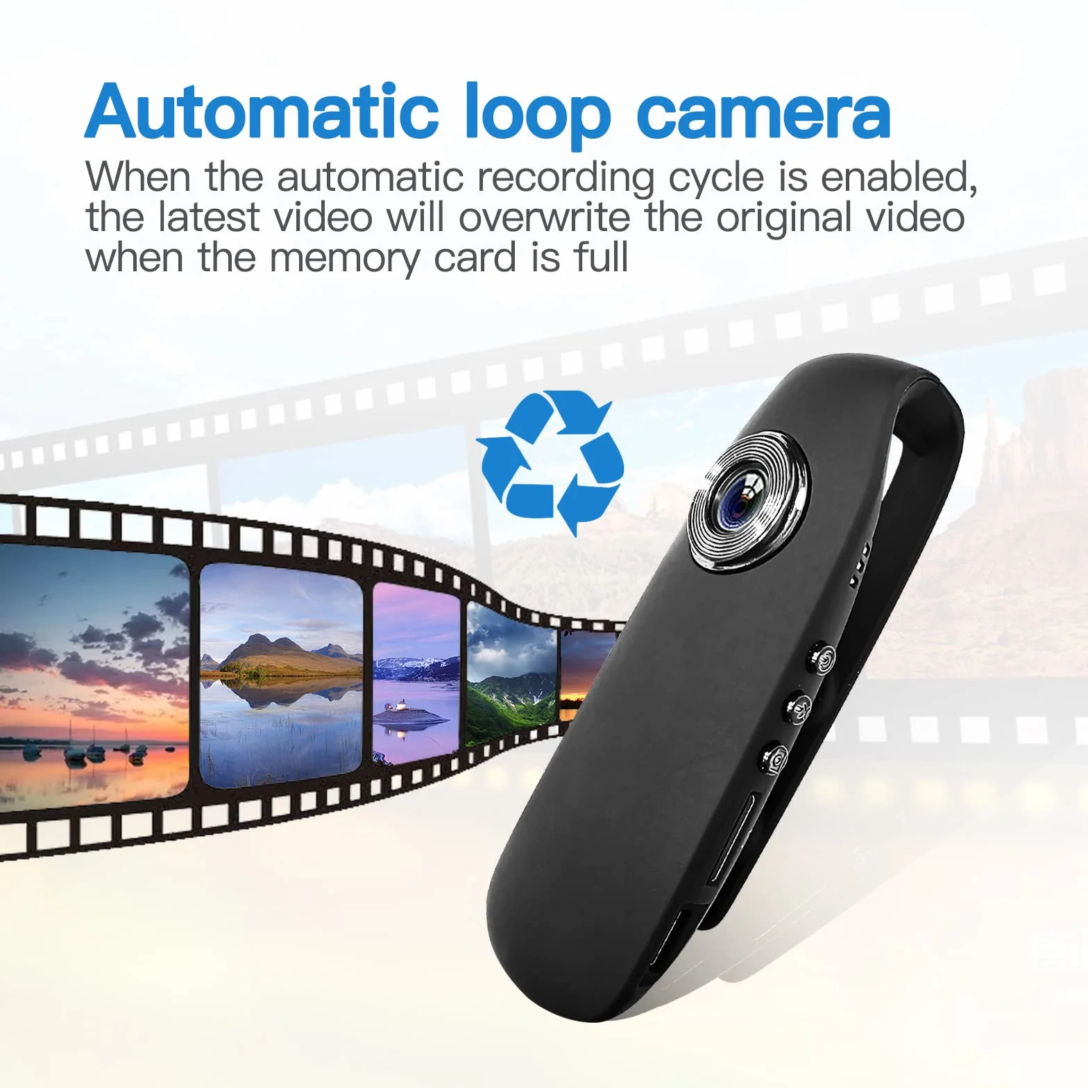CAMMHD 1080P 32GB Body Cam Full HD Portatile Bodycam con Registrazione One-Touch, Rilevamento del Movimento, 3-7 Ore di Registrazione, Supporto alla Connessione OTG (Supporto Massimo fino a 512GB)