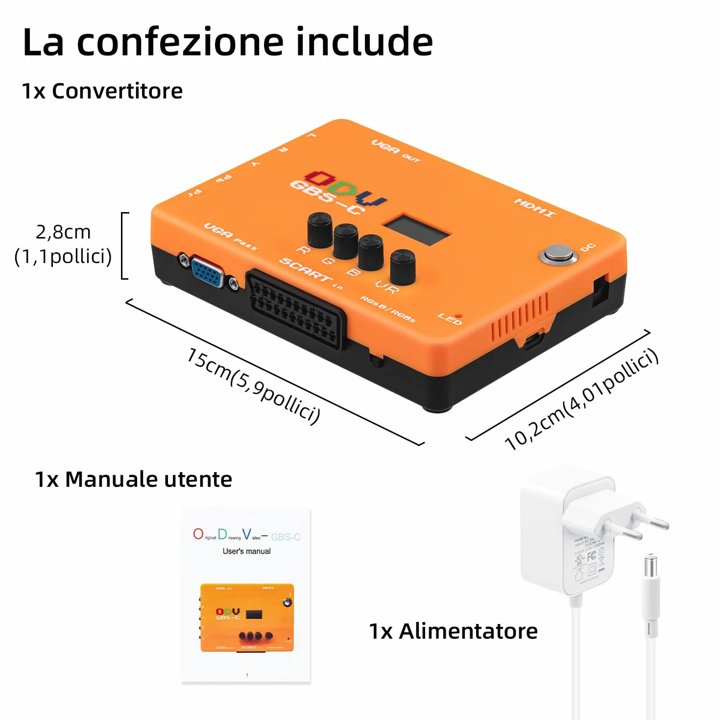 Mcbazel ODV-GBS-C Convertitore Scart a VGA/HDMI per Retro Gaming Console HDMI 720p/960p/1080p