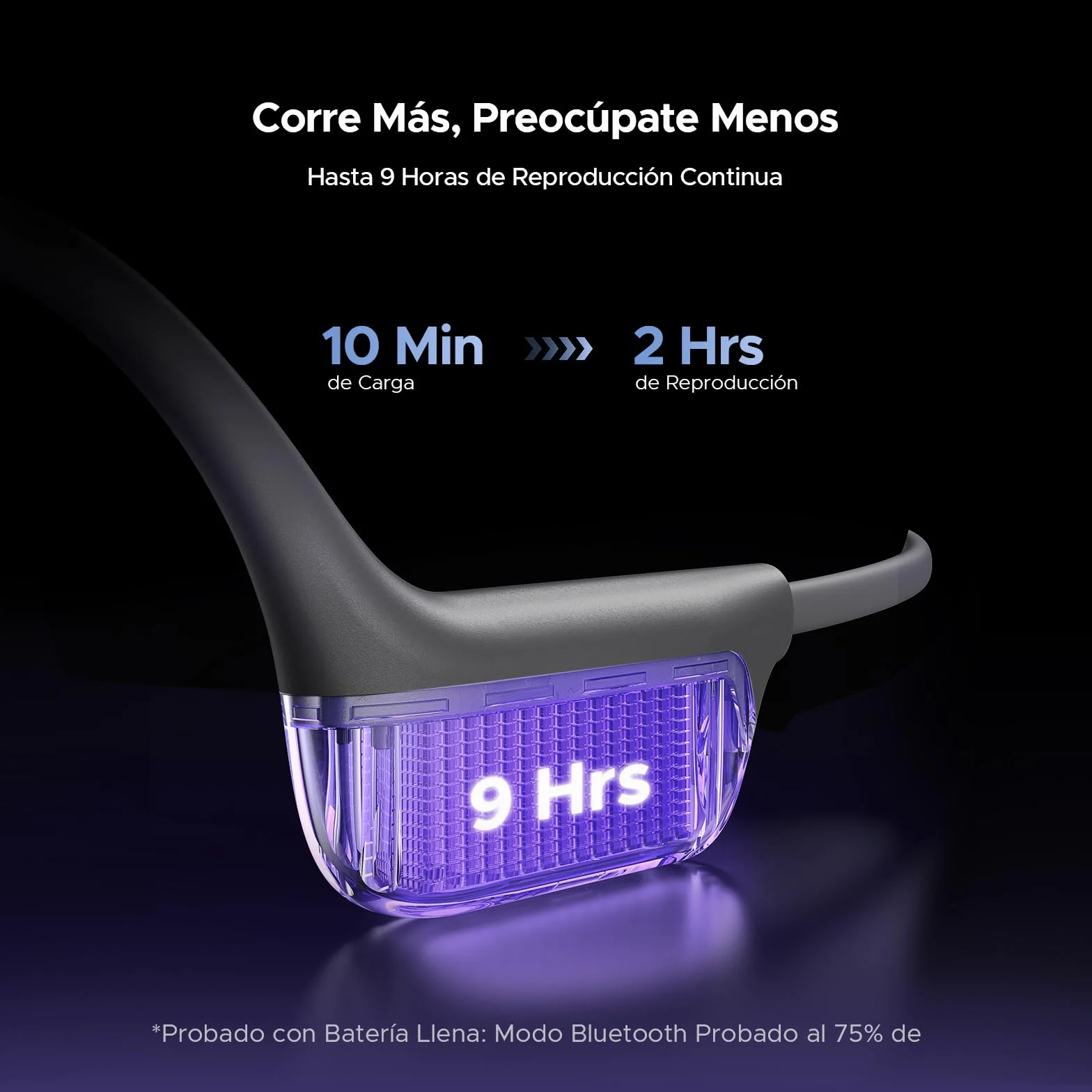 Bone Beat Run Digital Cuffie Conduzione Ossea Wireless, Auricolari Sportive Bluetooth Impermeabili con Display LED, Batteria 9 Ore, BT 6.0 per Corsa Palestra Outdoor - Nero