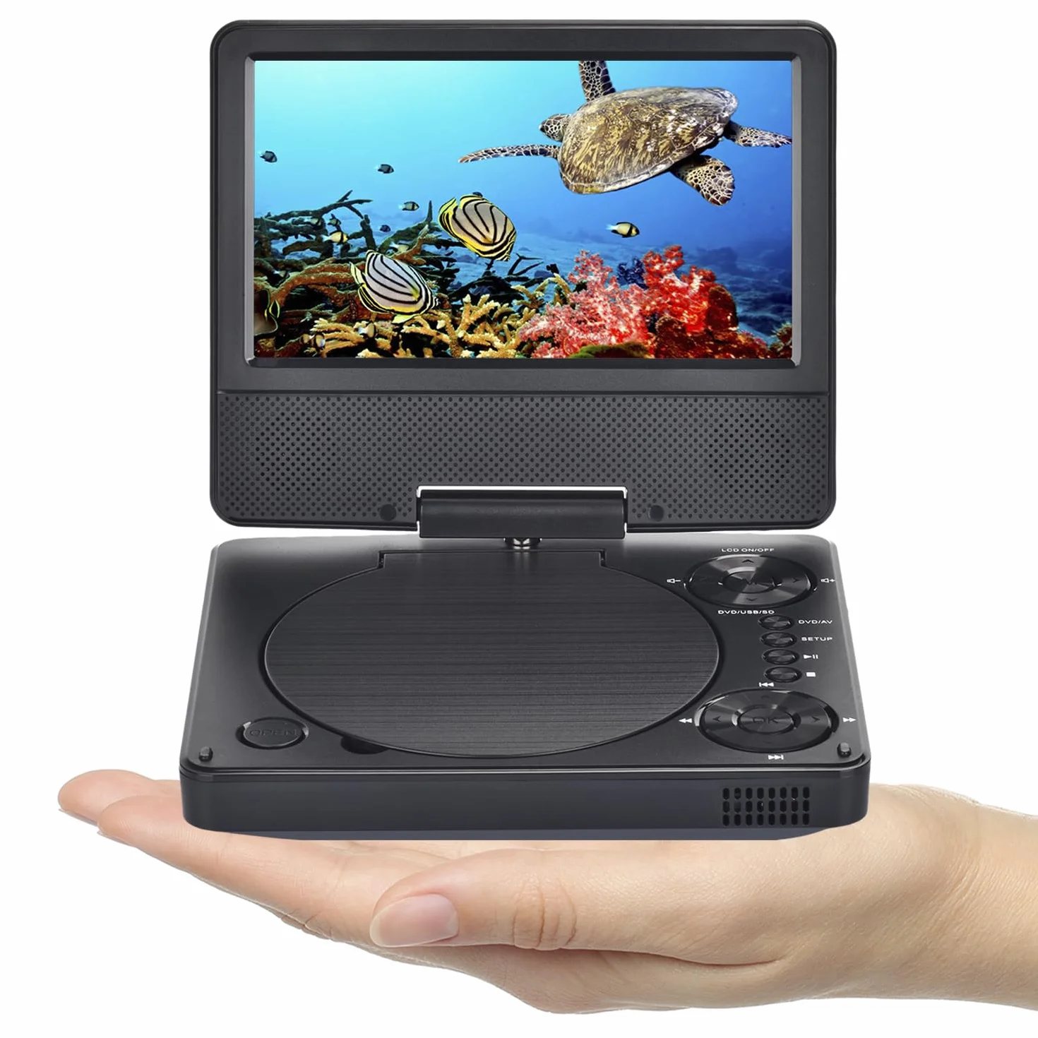 YOOHOO Mini lettore DVD portatile 9,5" schermo girevole HD 7,5" multi regione per auto bambini