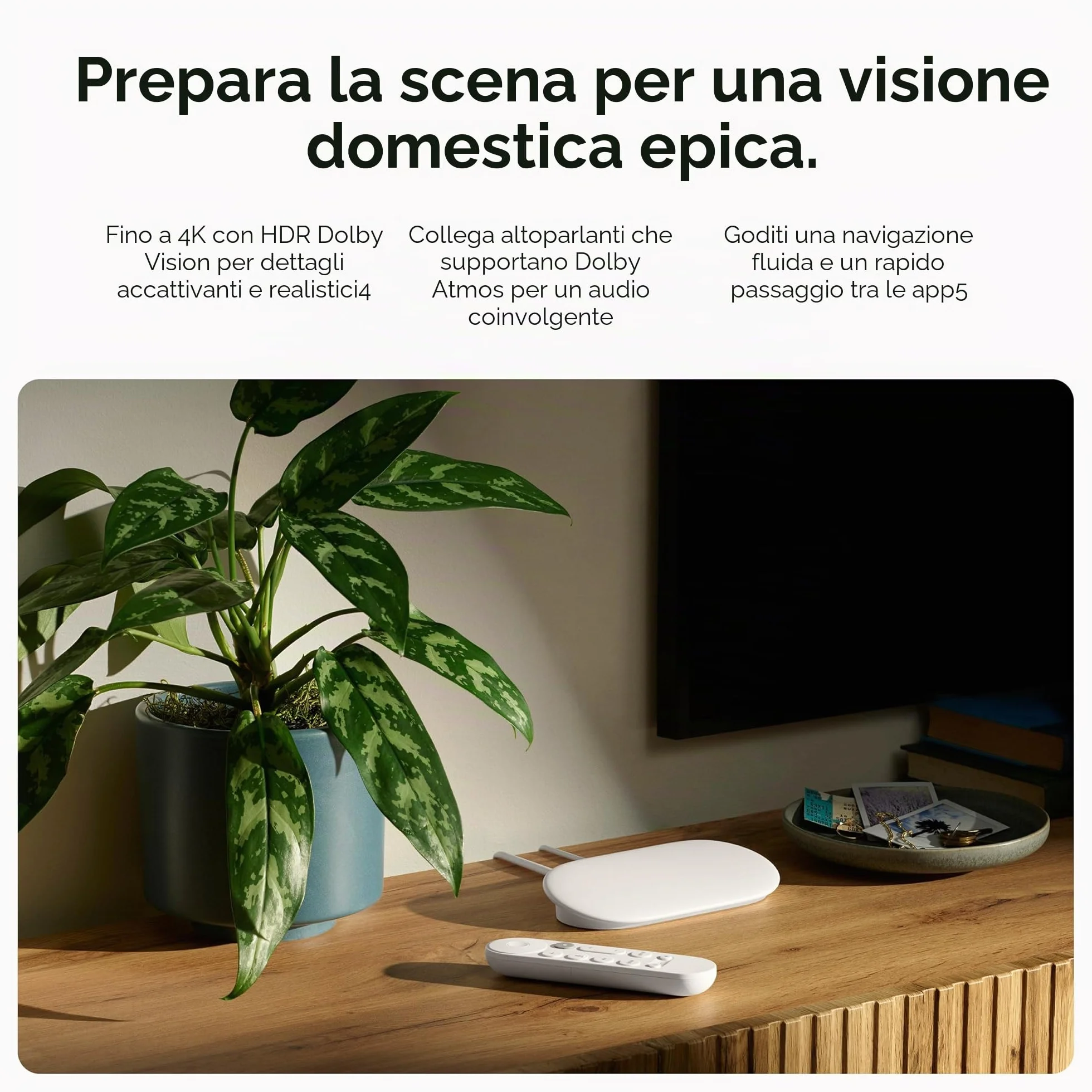 Google Streamer TV 4K - Trasmissione veloce di intrattenimento sulla TV con telecomando di ricerca vocale - Guarda film, spettacoli, spettacoli dal vivo e Netflix in 4K HDR